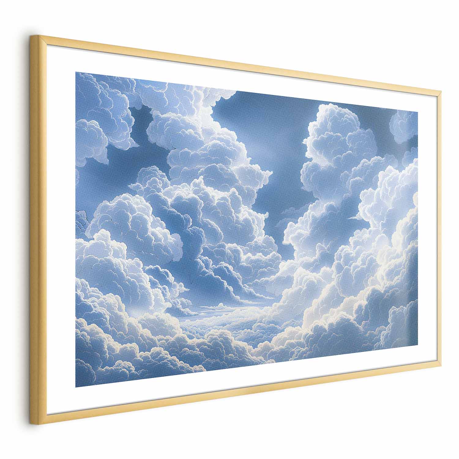 Poster - Blue Sky Breaking Through White, Fluffy Clouds