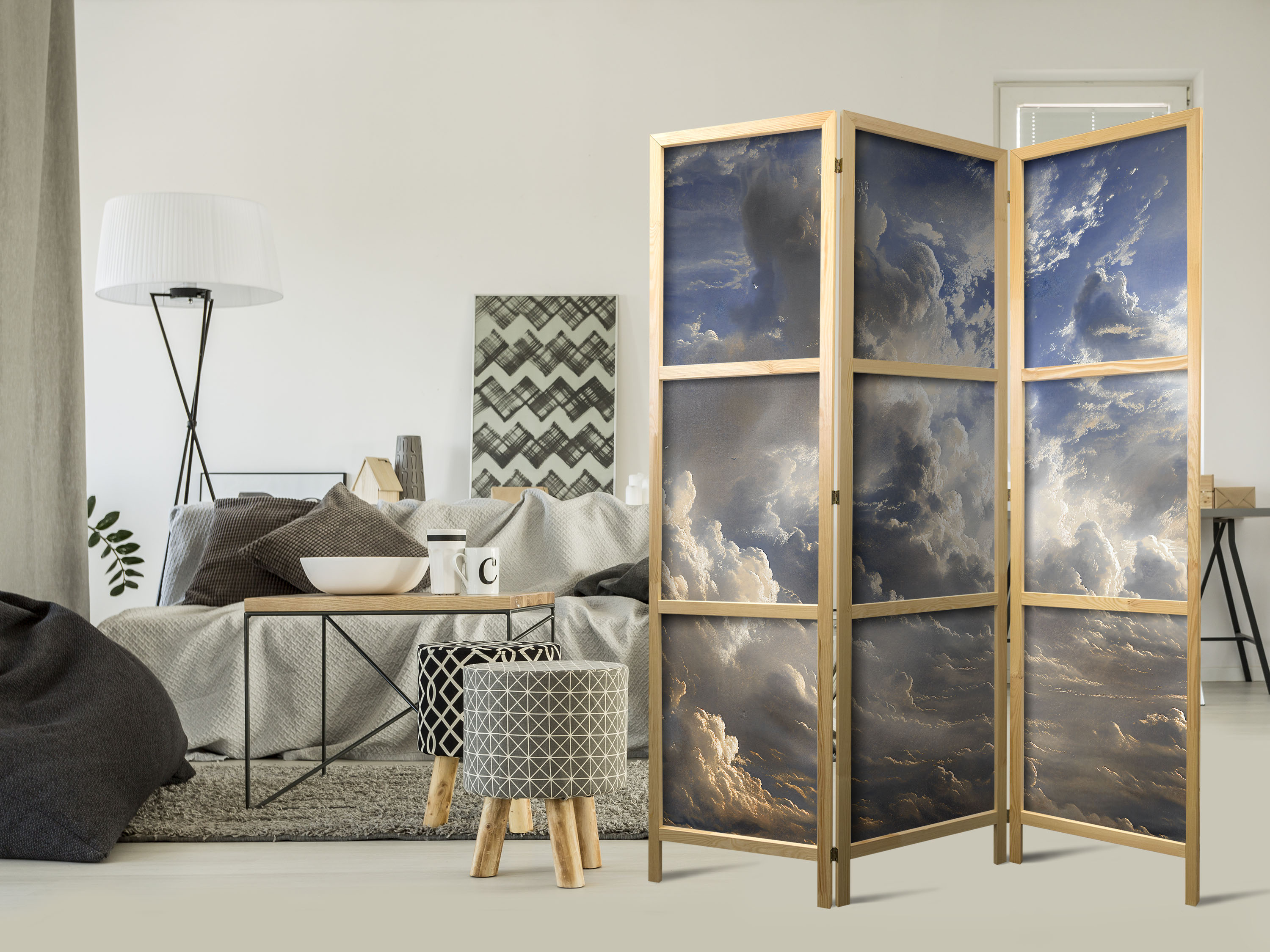 Japanischer Paravent - Golden Reflections on Clouds Foretelling Dusk