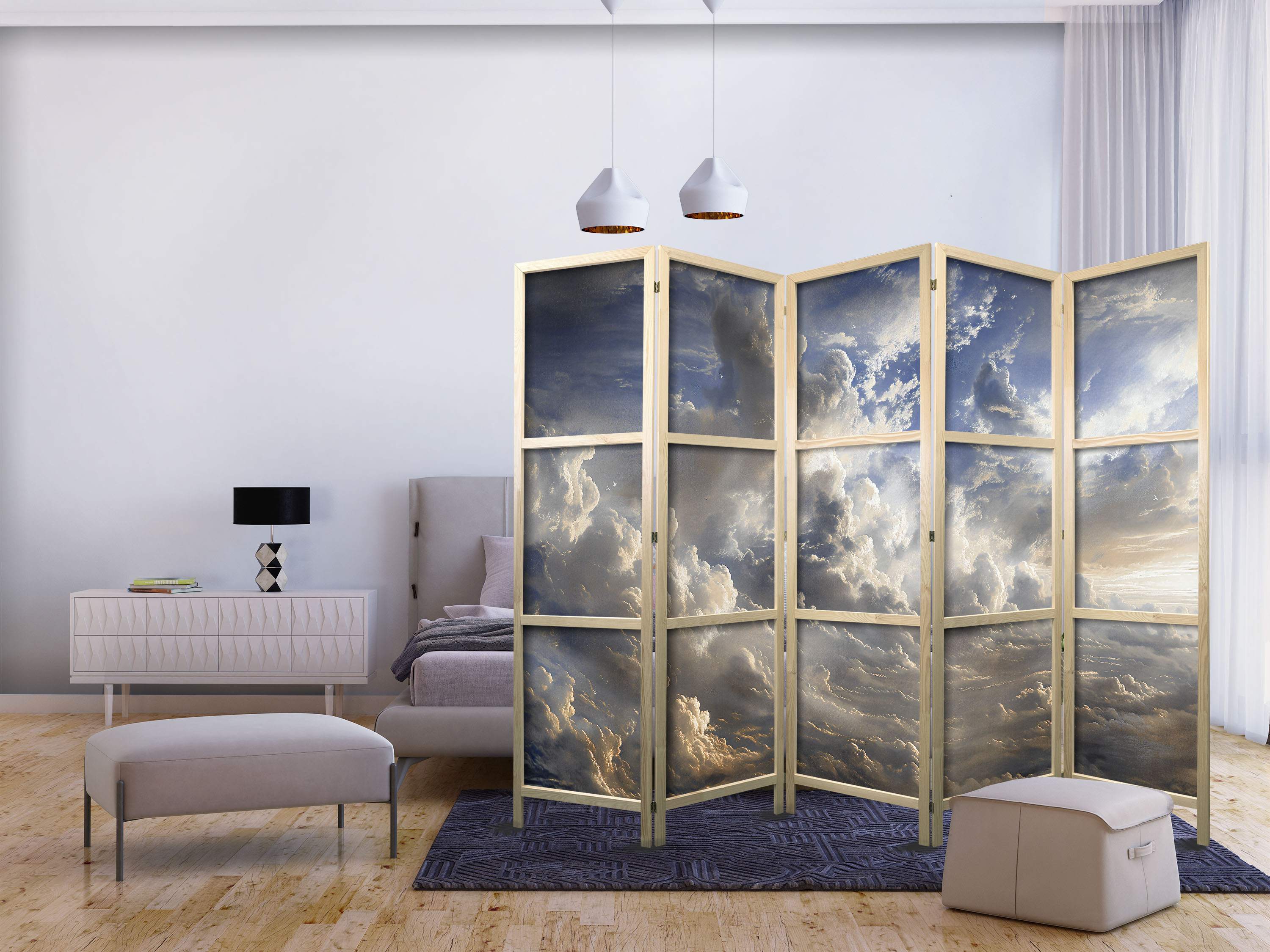Japanischer Paravent - Golden Reflections on Clouds Foretelling Dusk