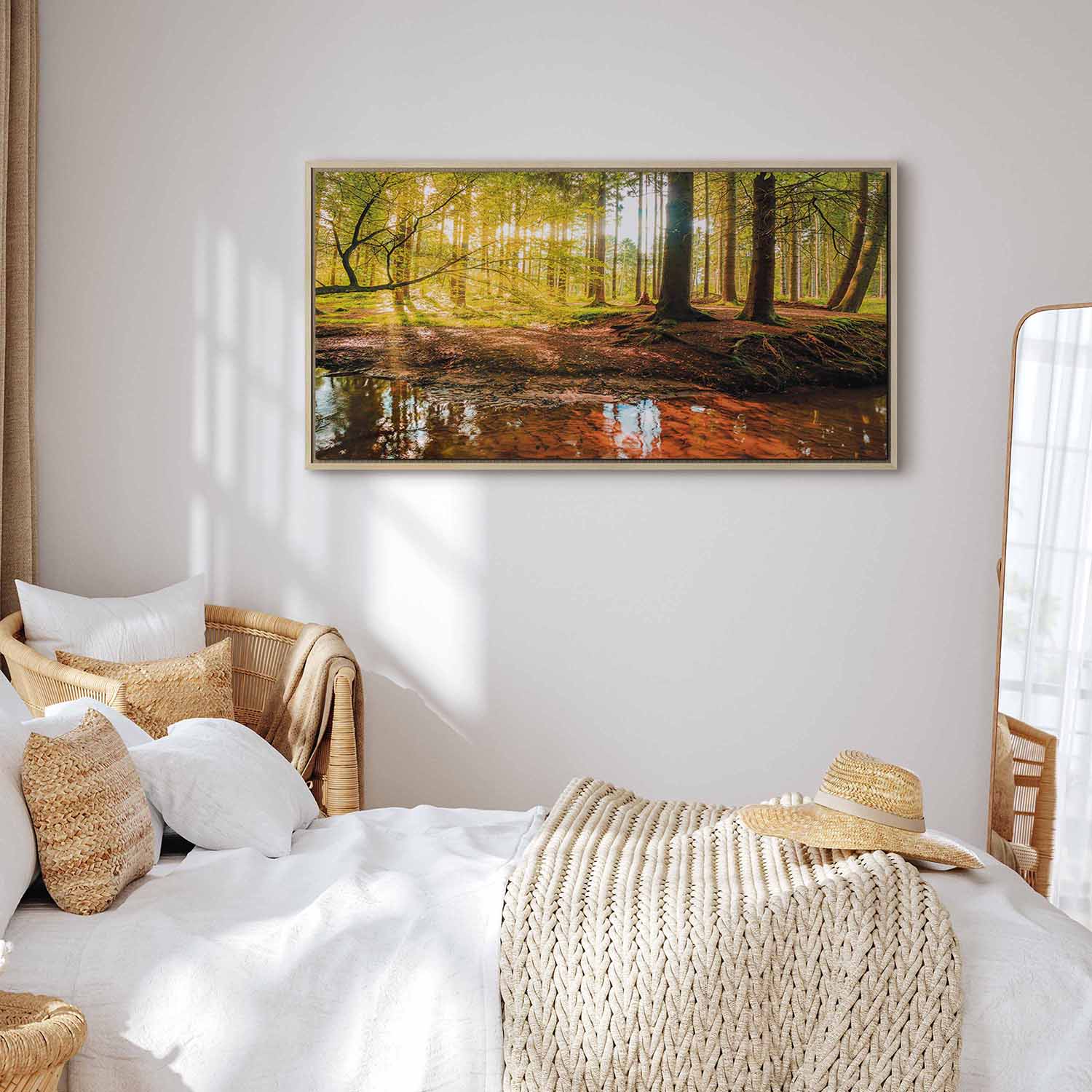 Bilder mit Rahmen Wandbilder XXL Wohnzimmer Leinwandbild Kunstdruck WALD NATUR