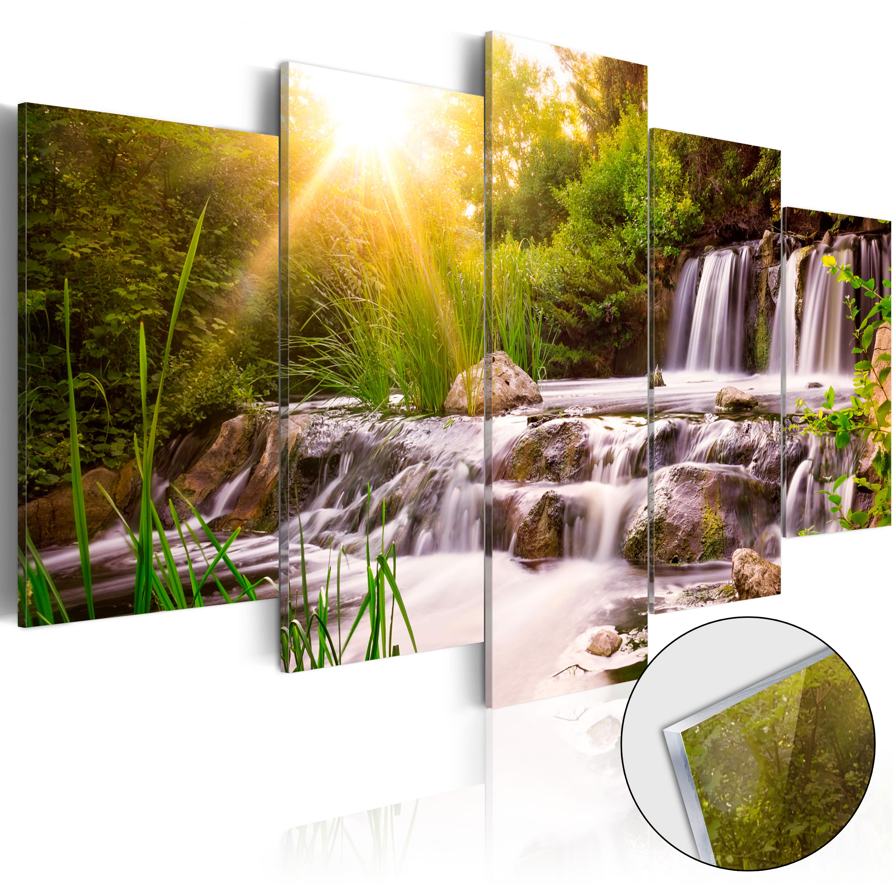 Acrylglasbild - Forest Waterfall