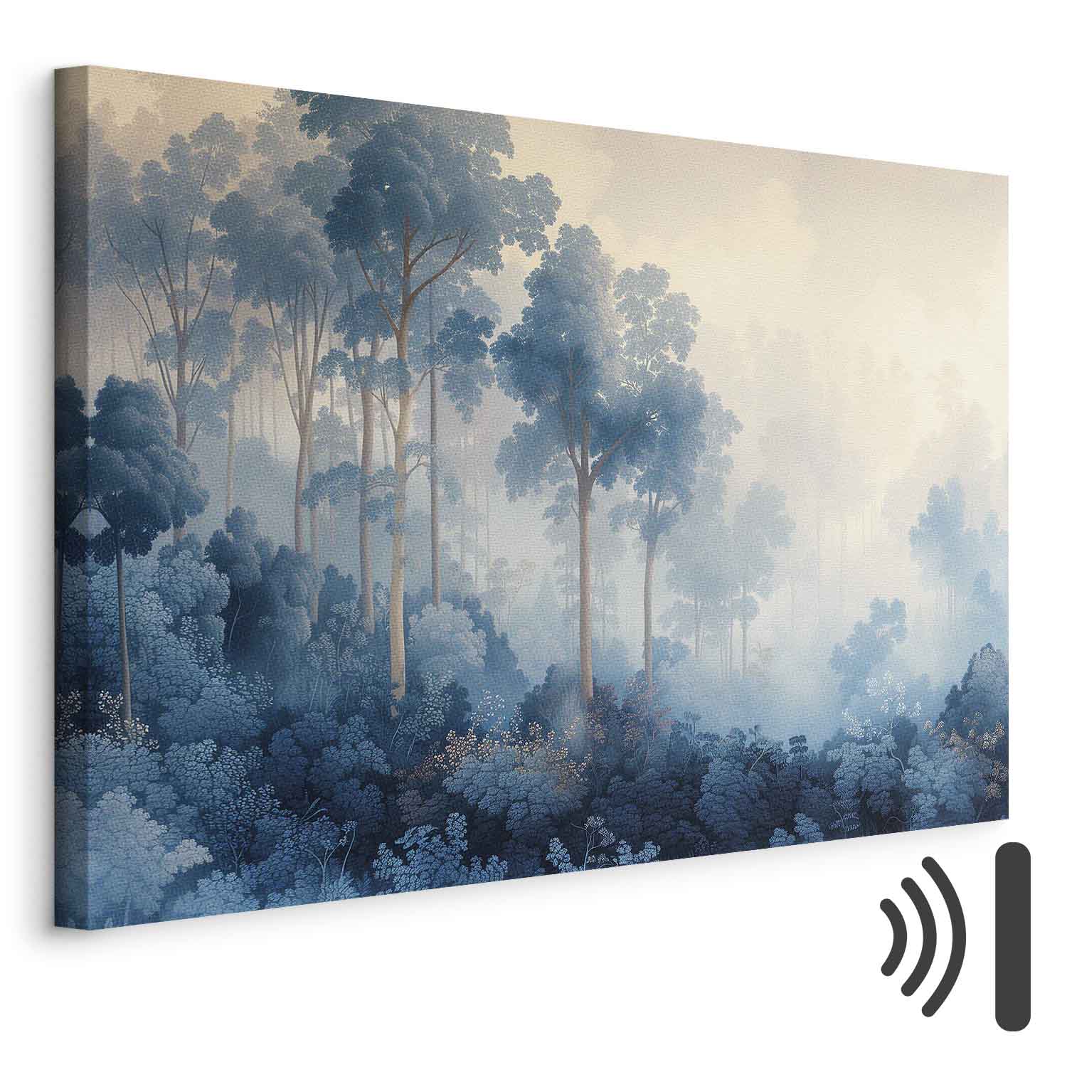 Leinwandbild - Landscape with Trees in Illustrative Style Fairy-Tale Blue Forest