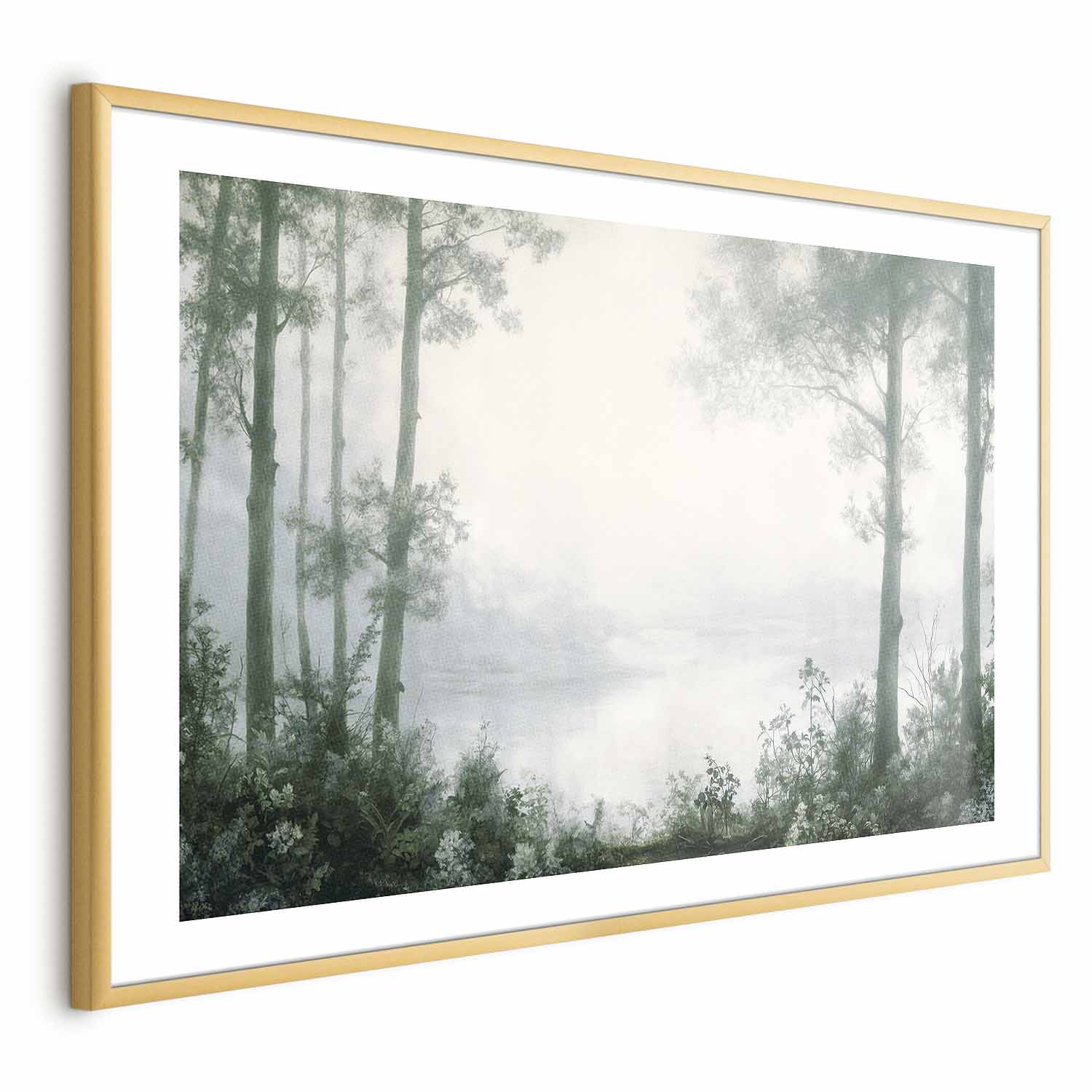 Poster - Forest and Pond in Patinated Green