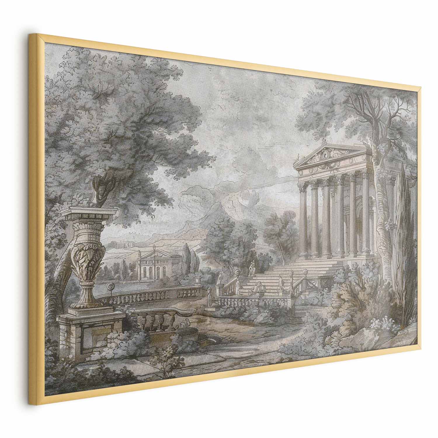 Poster - Temple on the Hill - Greek Architecture in Muted Tones