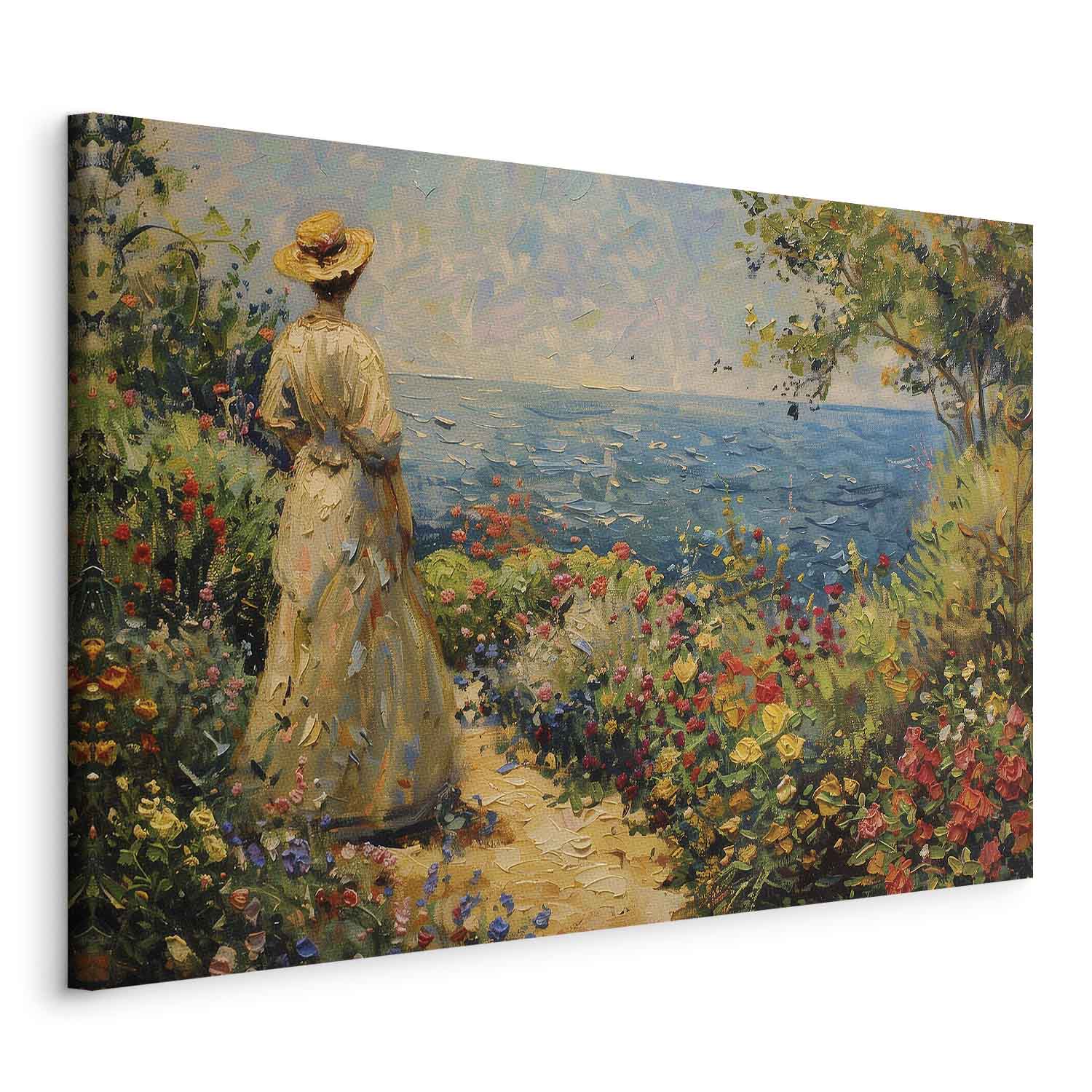 Wandbild XXL - Nostalgic impression - a pensive woman contemplating