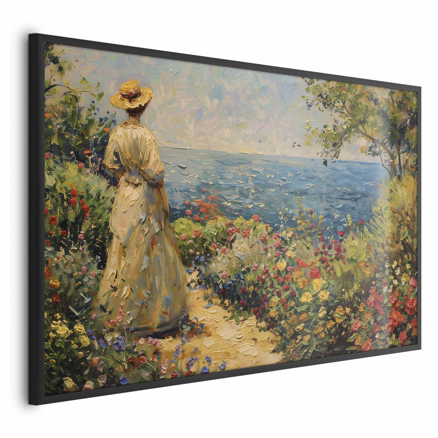 Poster - Nostalgic impression - a pensive woman contemplating