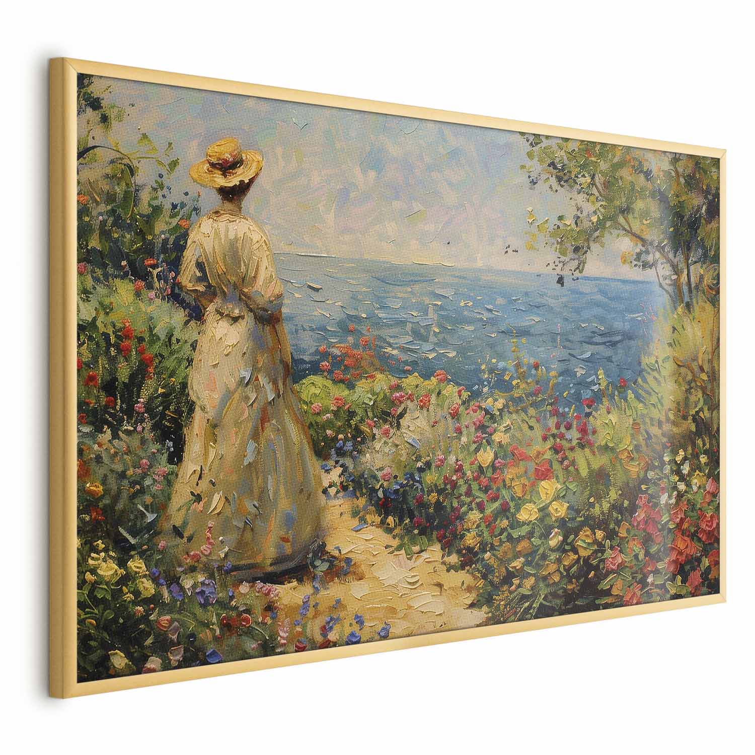 Poster - Nostalgic impression - a pensive woman contemplating