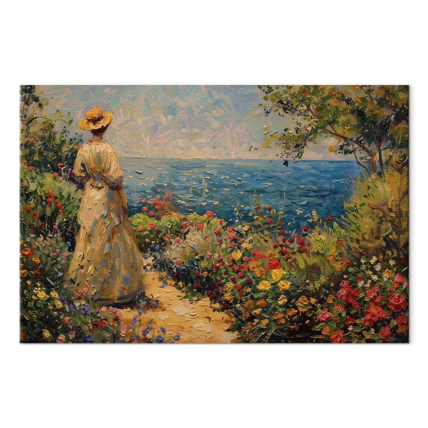 Leinwandbild - Nostalgic impression - a pensive woman contemplating