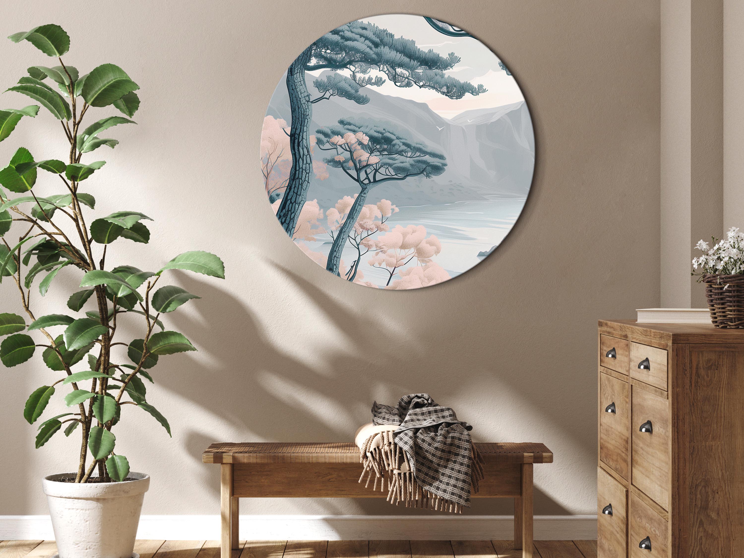 Rundes Bild - Blue coast in delicate colours