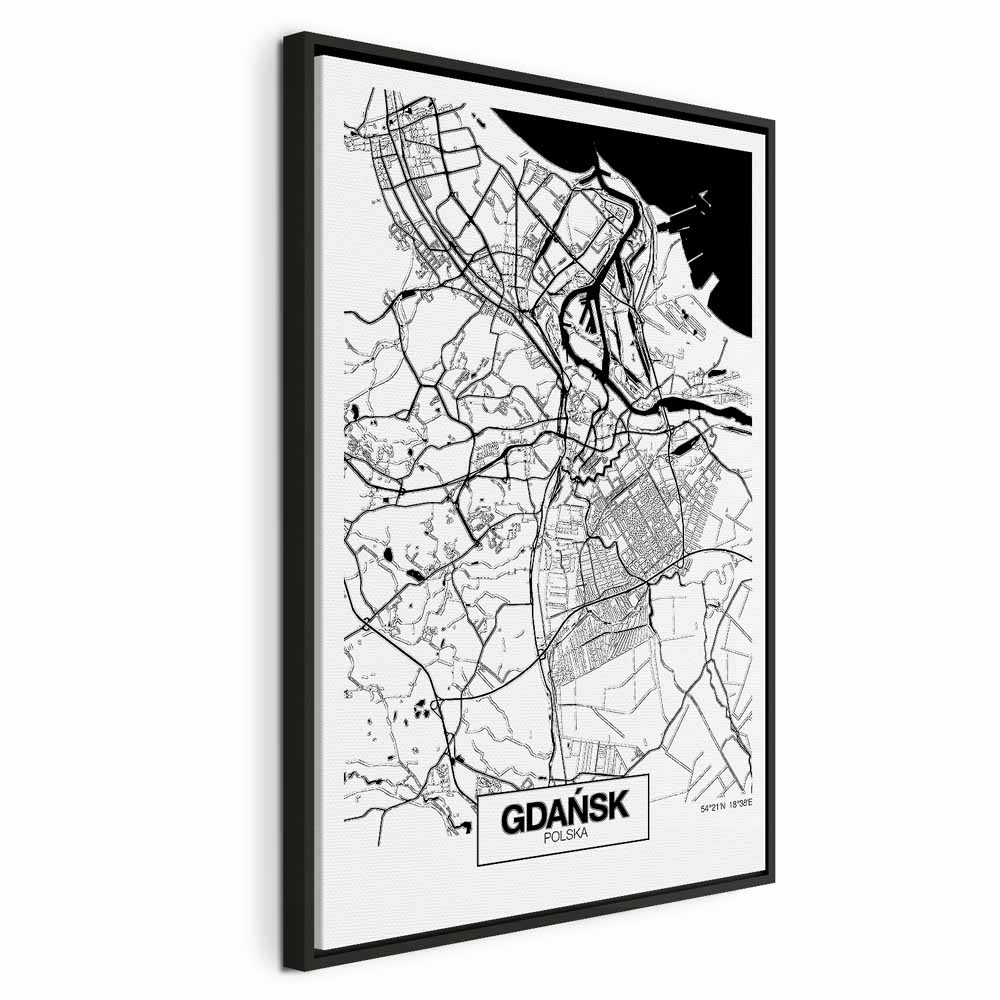 Leinwandbild - City Plan: Gdansk (1 Part) Vertical