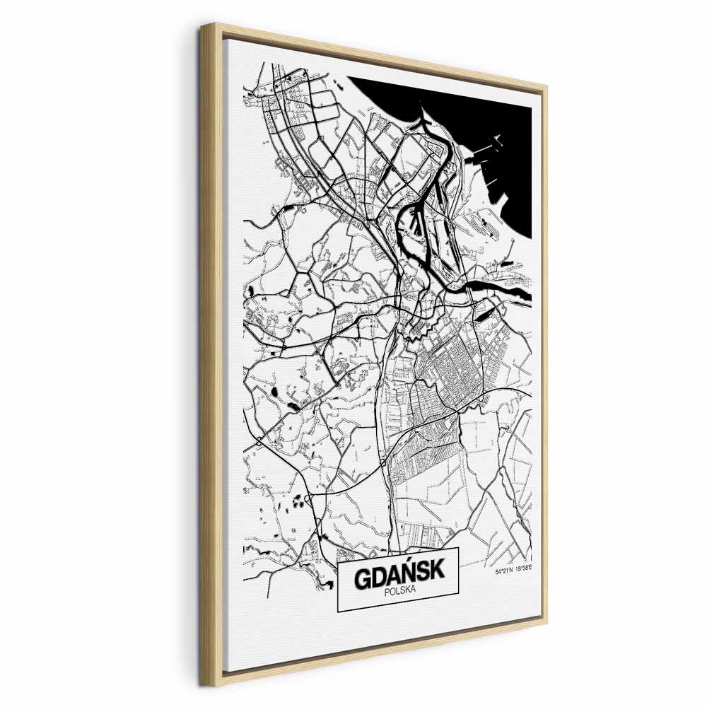 Leinwandbild - City Plan: Gdansk (1 Part) Vertical