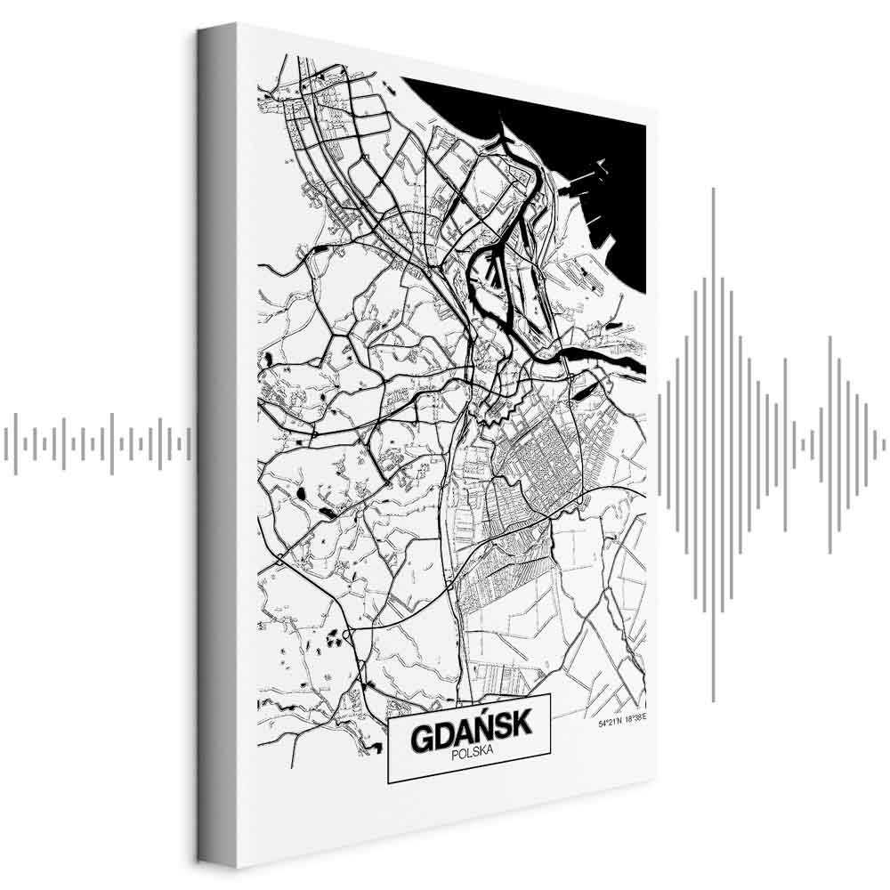 Leinwandbild - City Plan: Gdansk (1 Part) Vertical