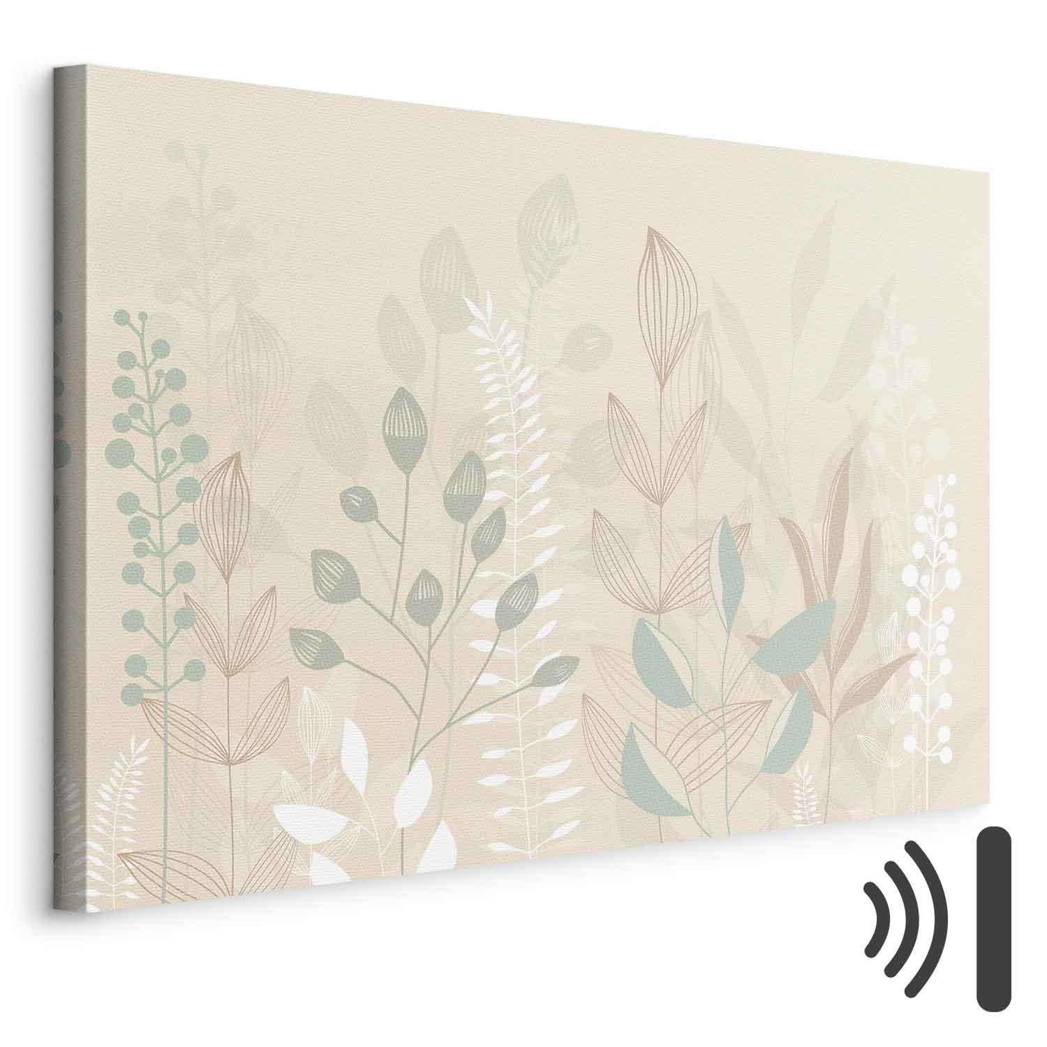 Leinwandbild - Morning in the Meadow - Various Pastel Plants on a Beige Background