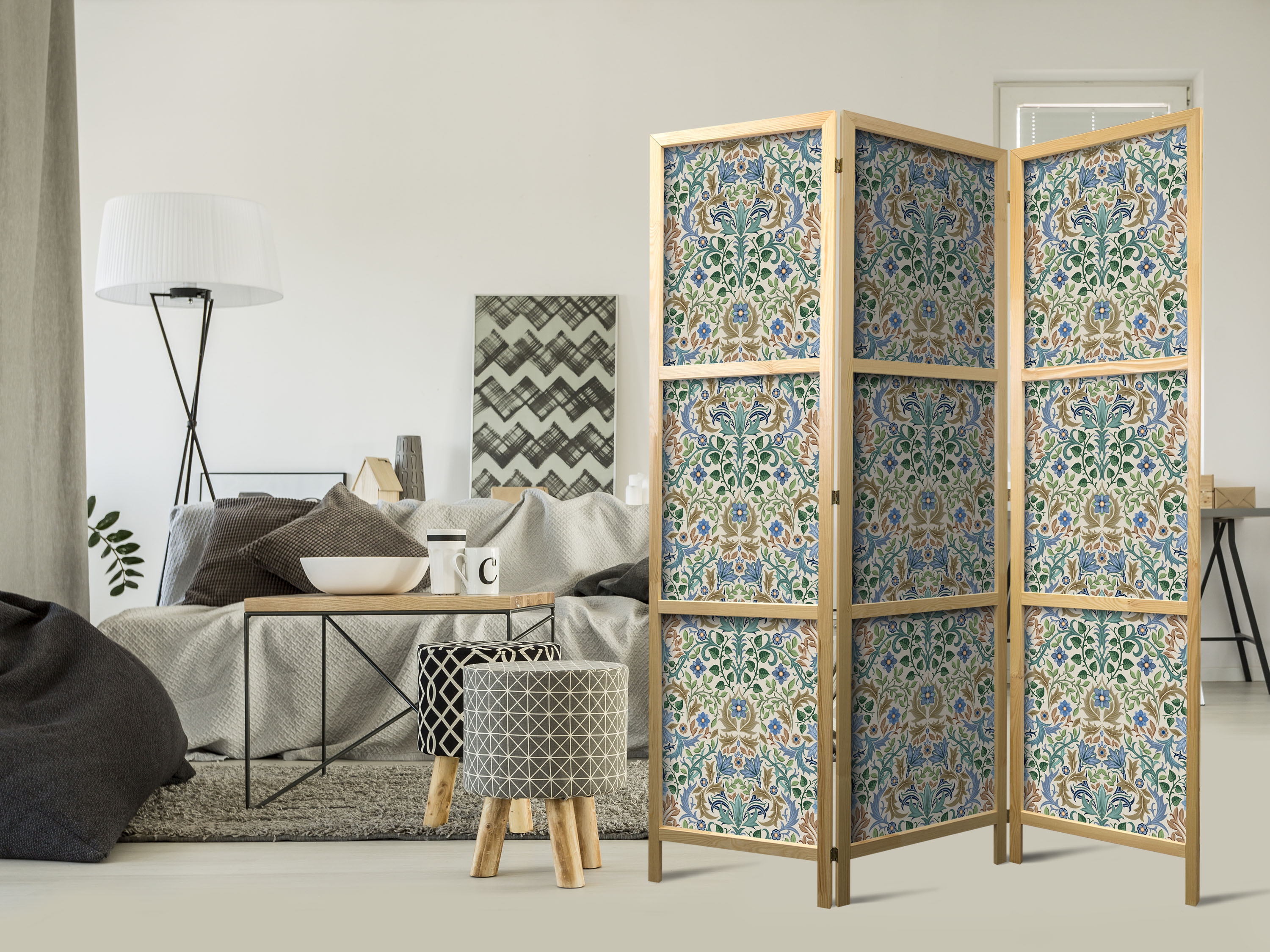 Japanischer Paravent - Retro Vintage Intricate and Rich Pattern in Victorian Style.