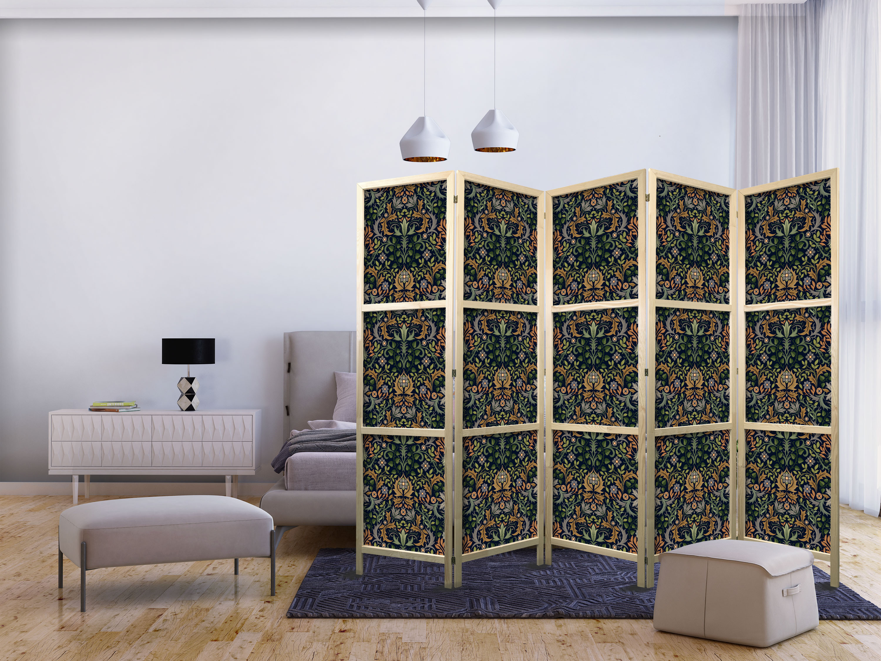 Japanischer Paravent - Retro Vintage Intricate and Rich Pattern in Victorian Style