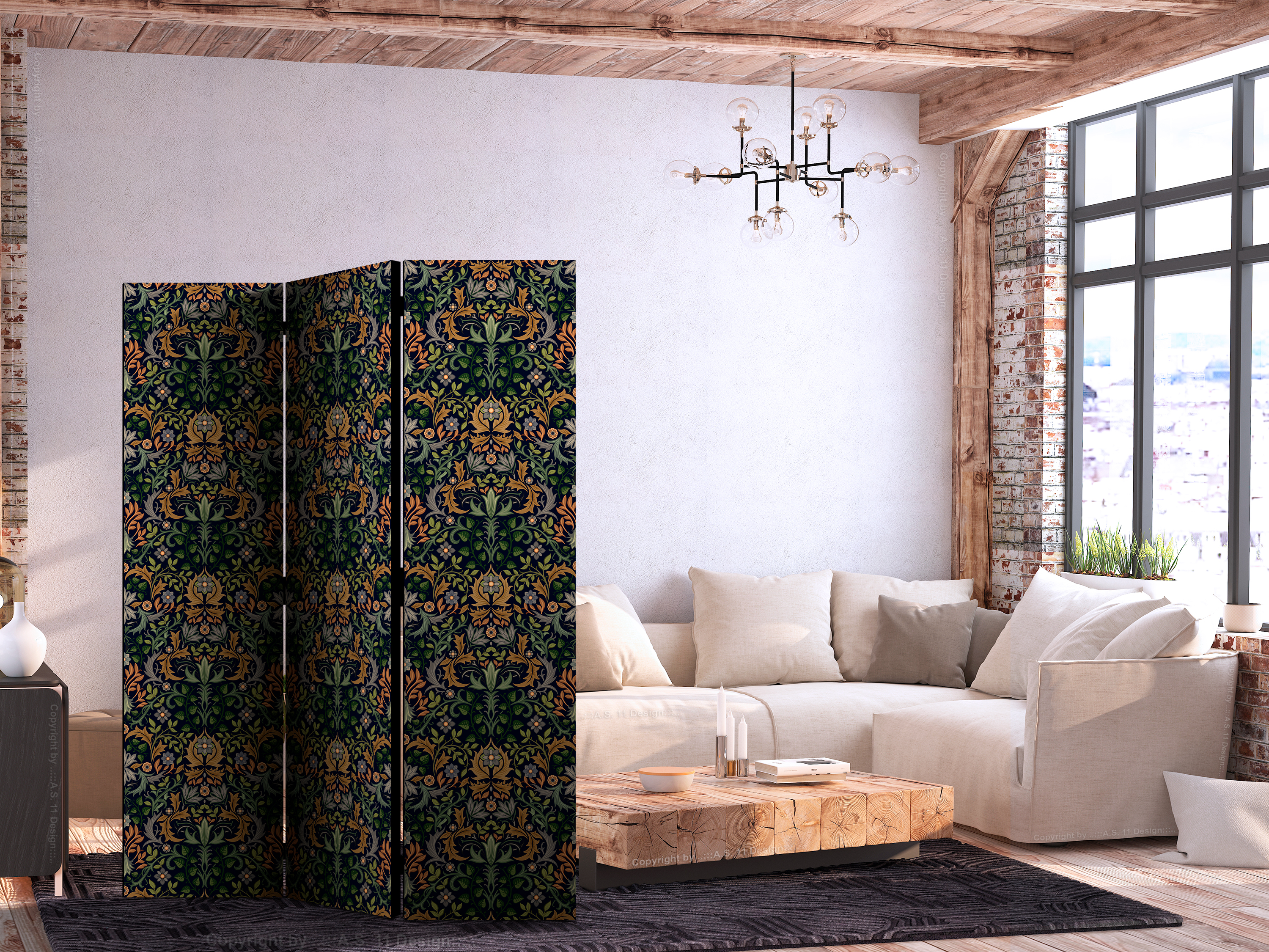 Paravent - Retro Vintage Intricate and Rich Pattern in Victorian Style