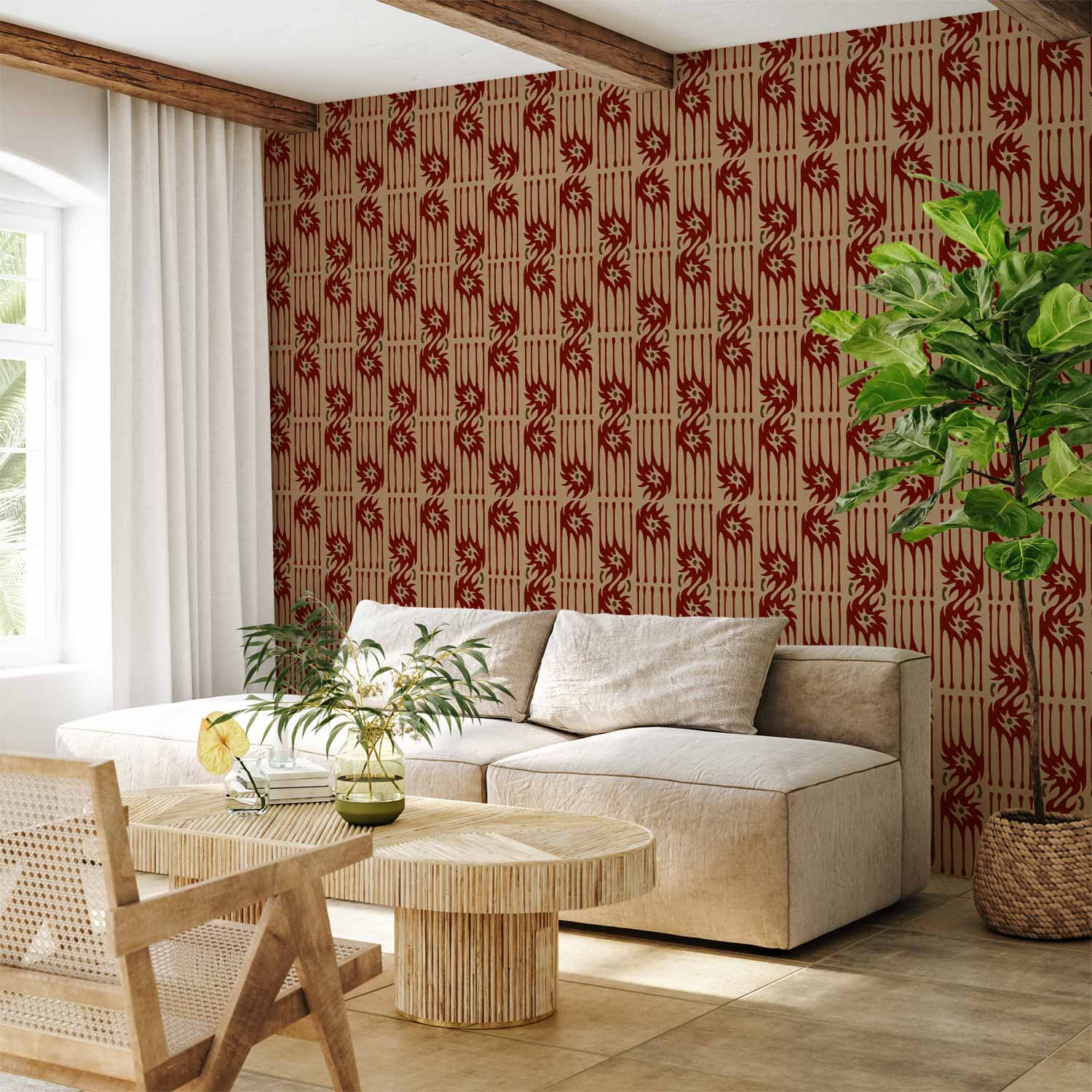 Tapete - Red claws – irregular shapes on a paper background