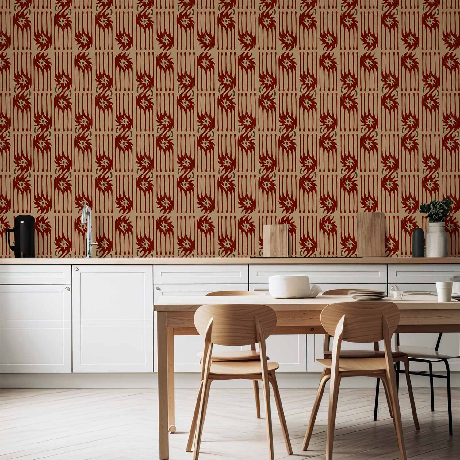 Tapete - Red claws – irregular shapes on a paper background