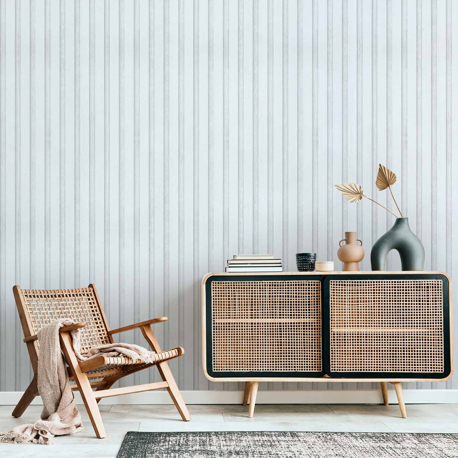 Tapete - Wooden Texture - Symmetrical vertical lines on a white background.