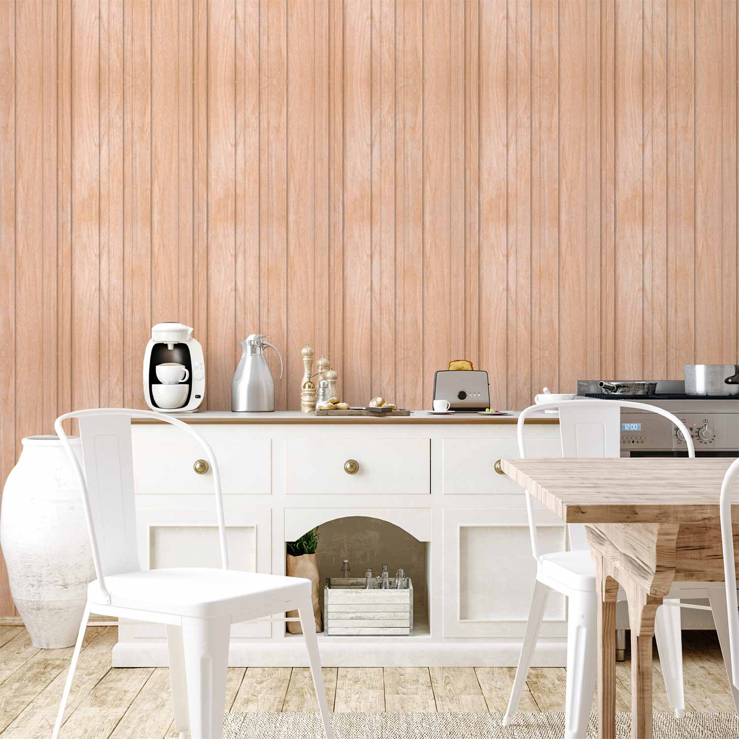 Tapete - Light Wood - Vertical panels in a warm beige shade.
