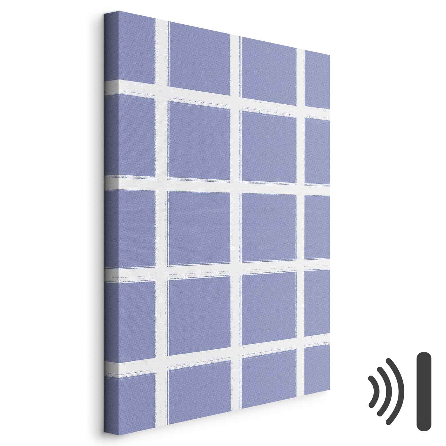 Leinwandbild - Lines and Symmetry - Expressive White Grid on a Blue Background