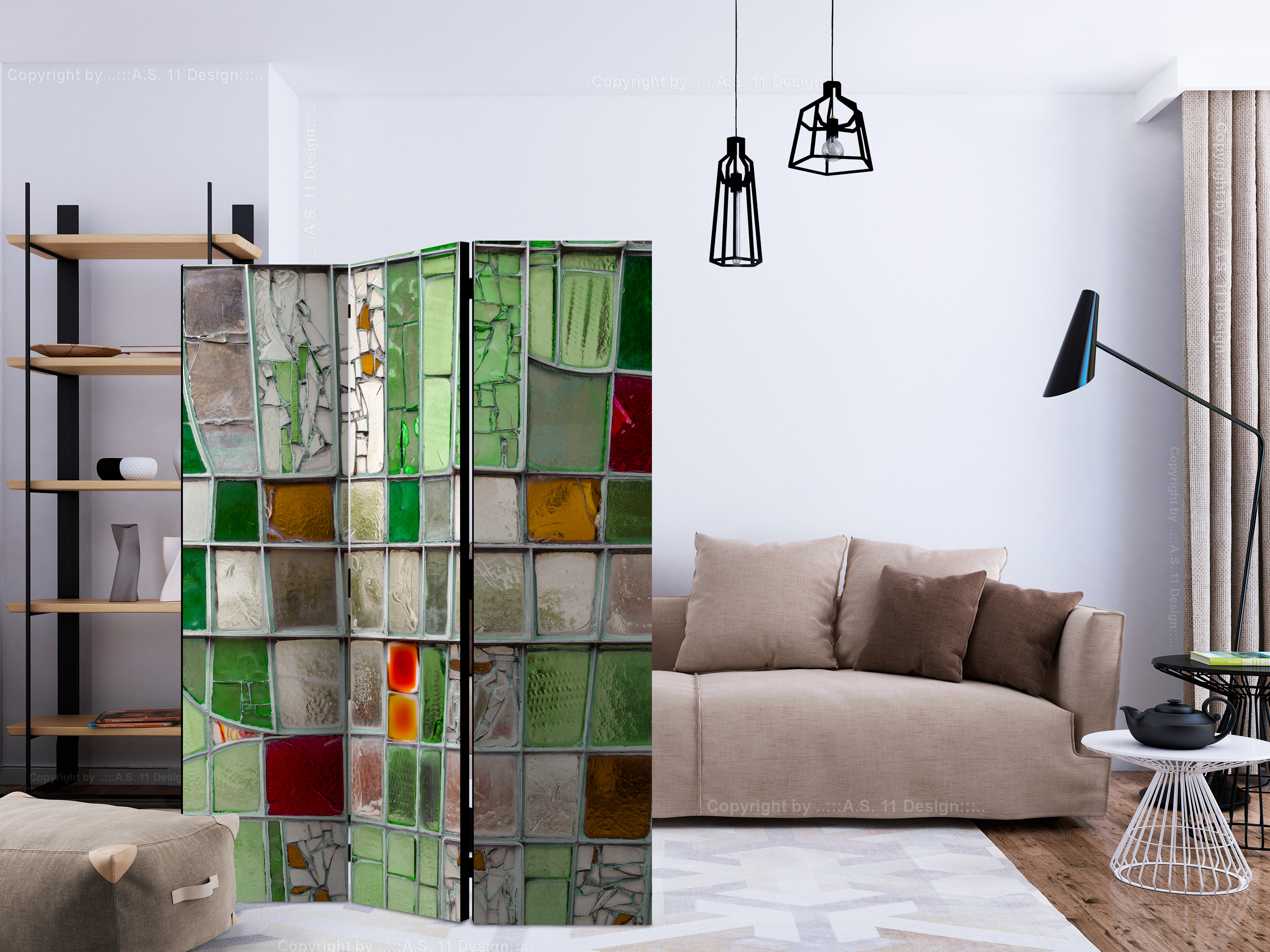 Paravent - Emerald Stained Glass