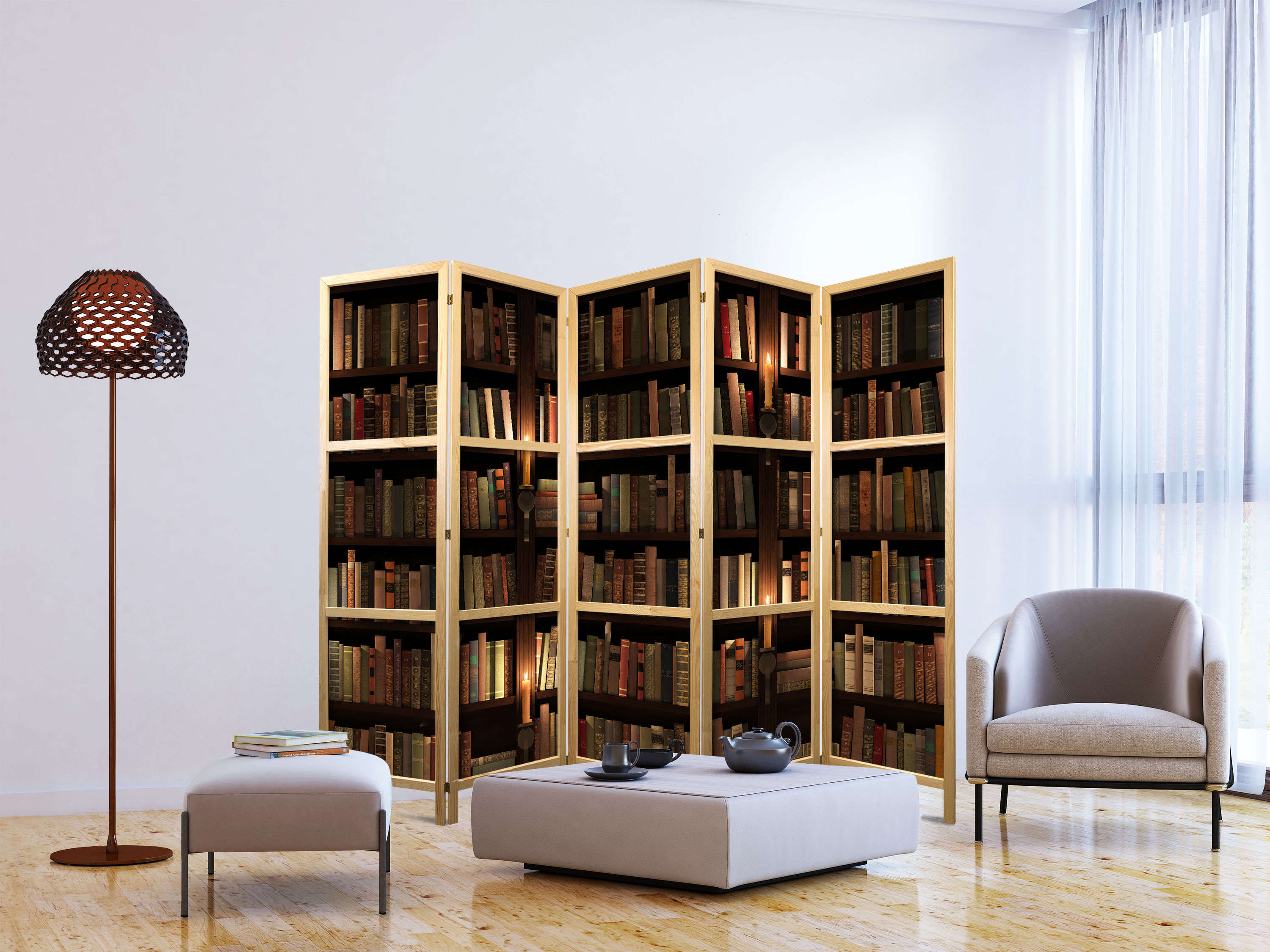 Paravent Raumteiler Holz Trennwand Raumtrenner Spanische Wand Wohnzimmer BÜCHER