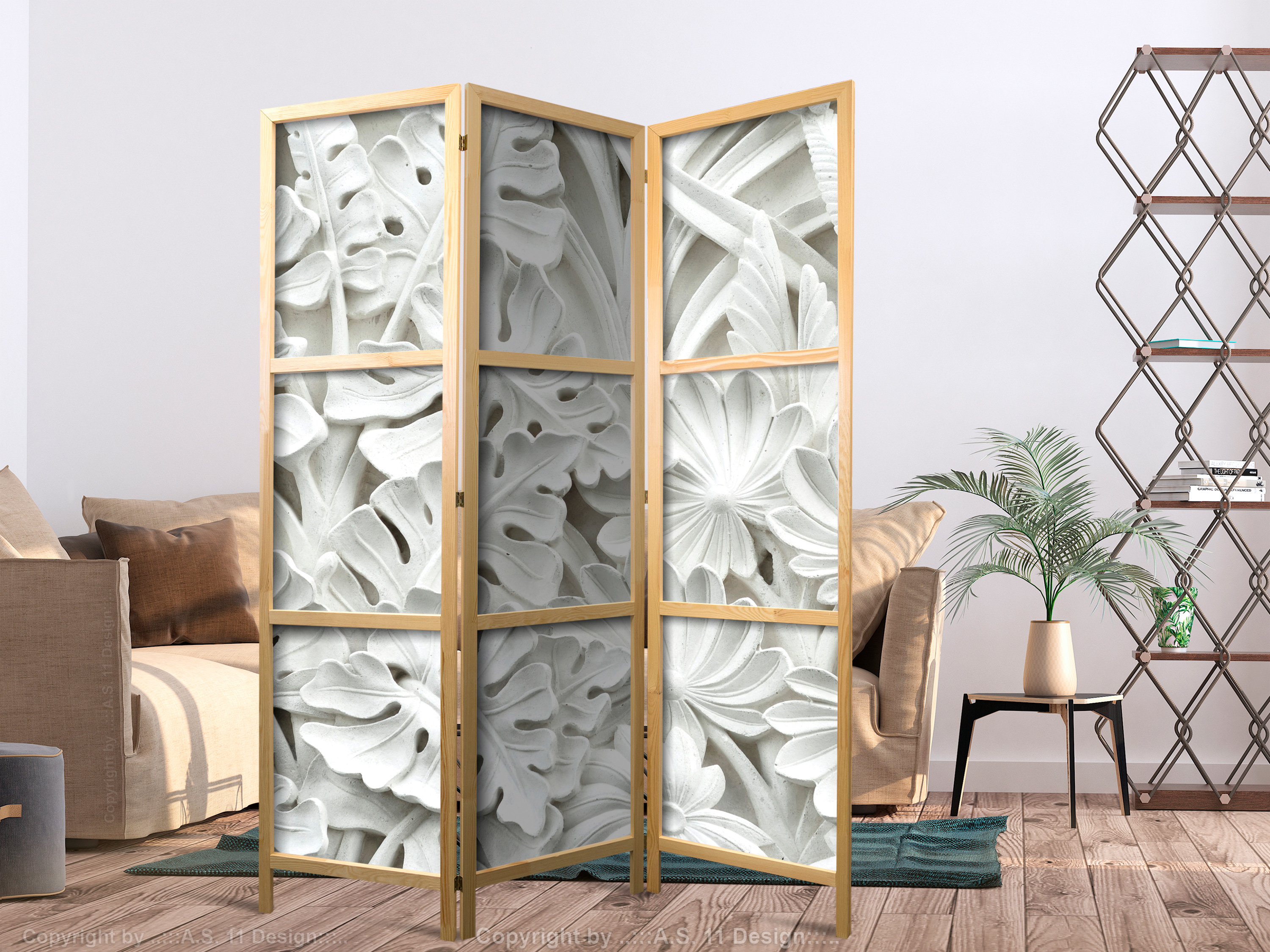 Japanischer Paravent - Alabaster Garden I