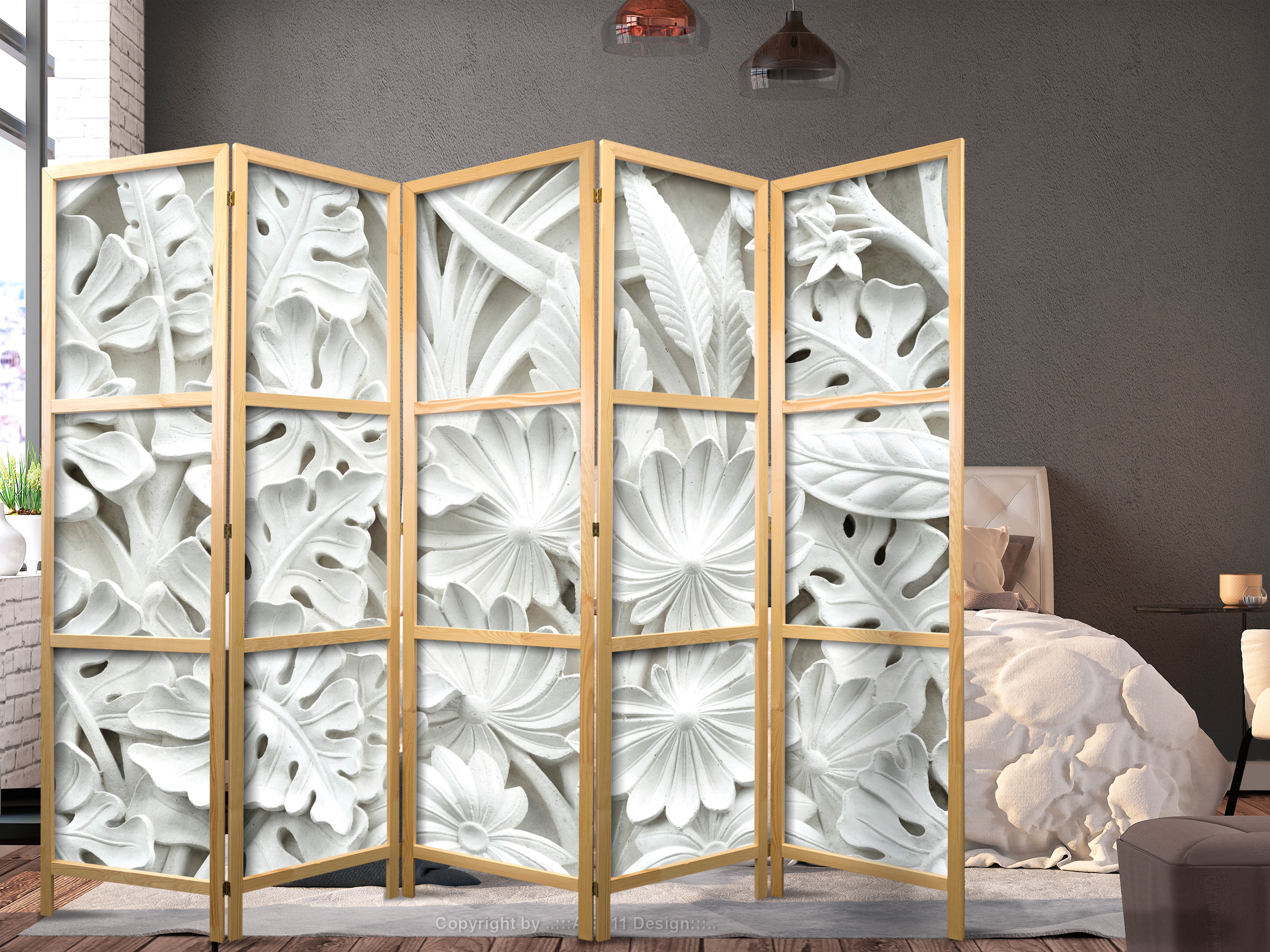 Japanischer Paravent - Alabaster Garden III