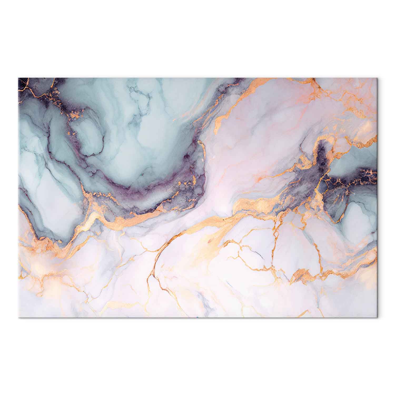 Leinwandbild - Pastel stones - pink and blue structures on a marble base