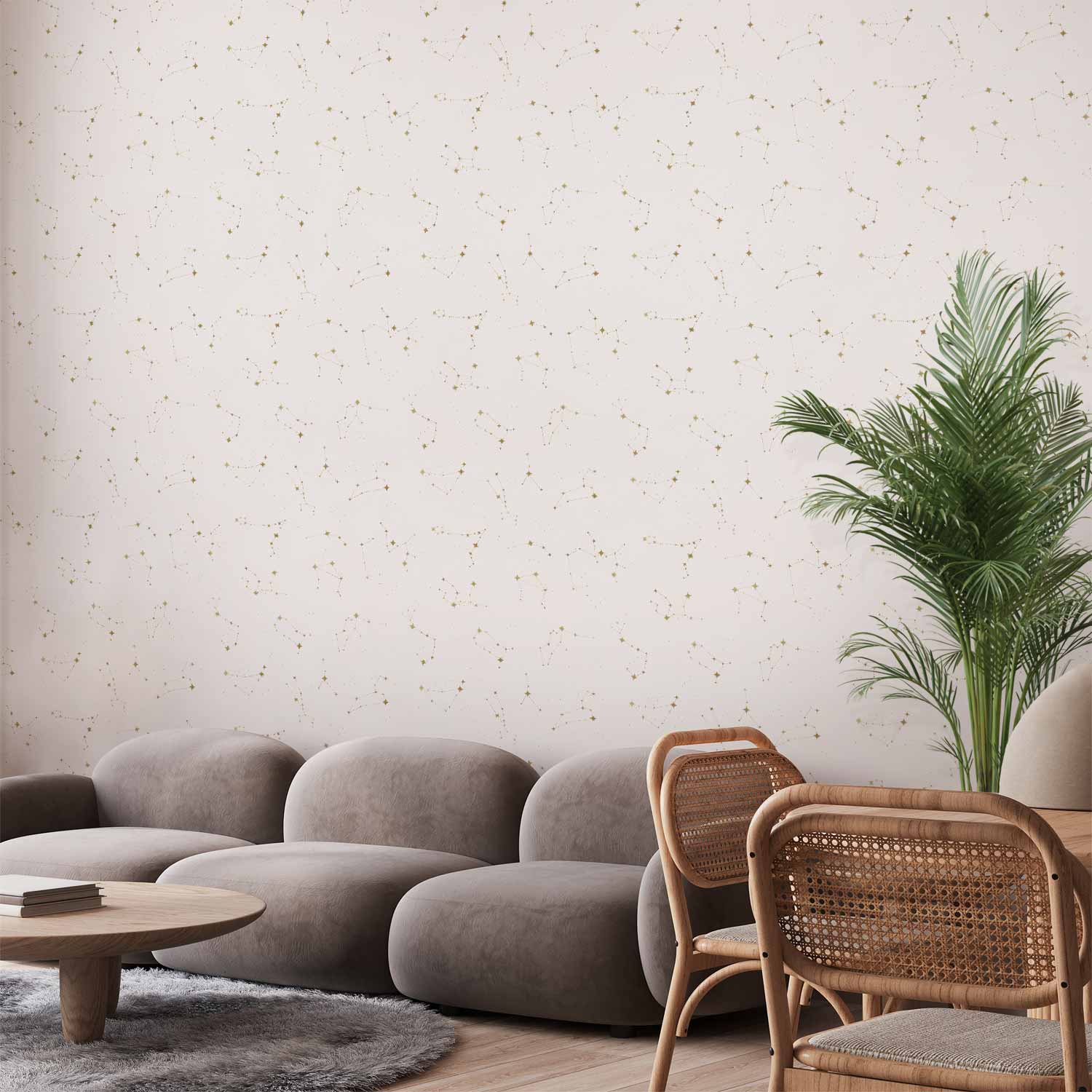 Tapete - Star Map - Delicate Constellations in Warm Shades.