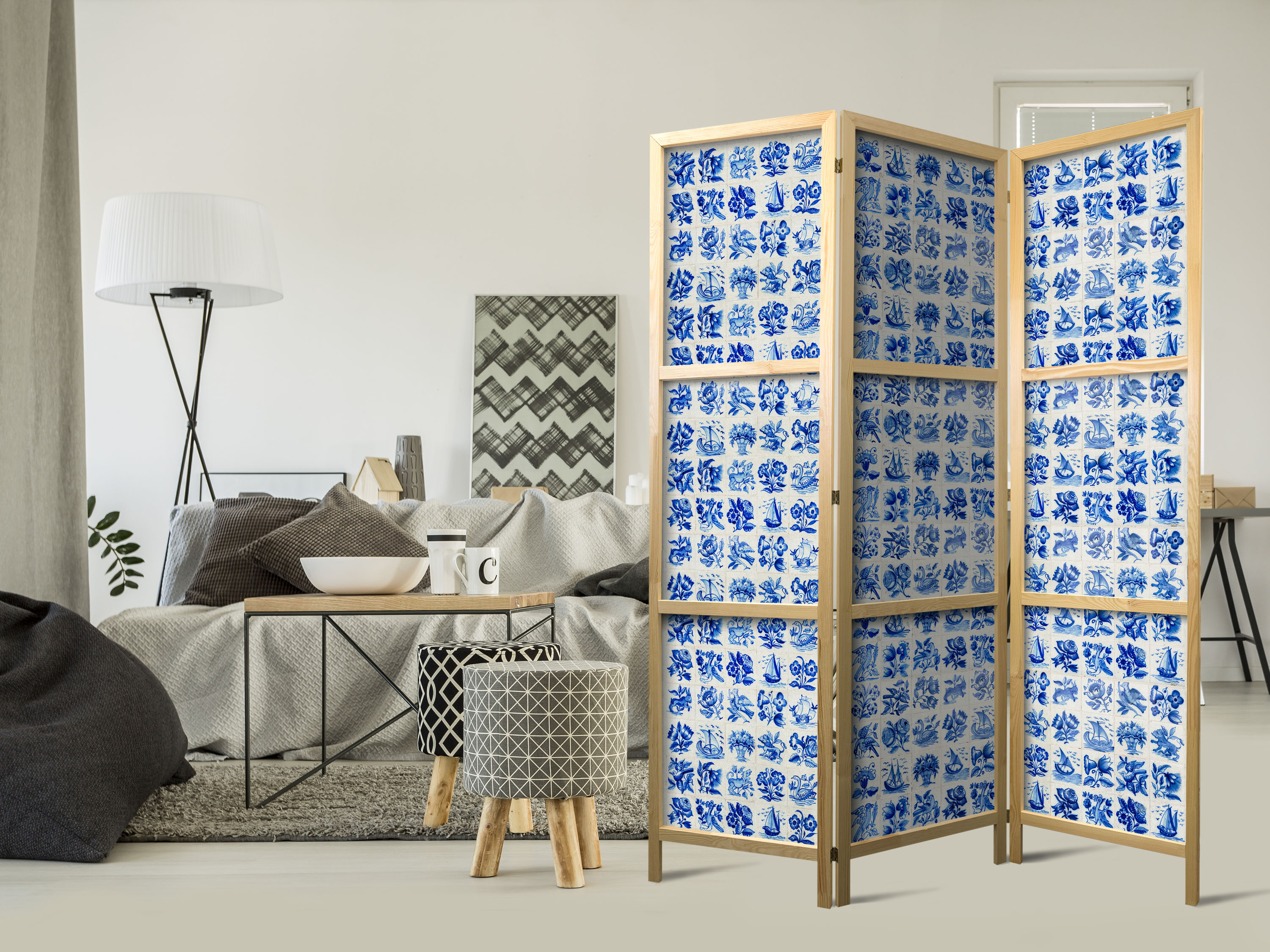 Japanischer Paravent - Ceramic Tiles - Traditional Portuguese Blue Tiles Azulejos
