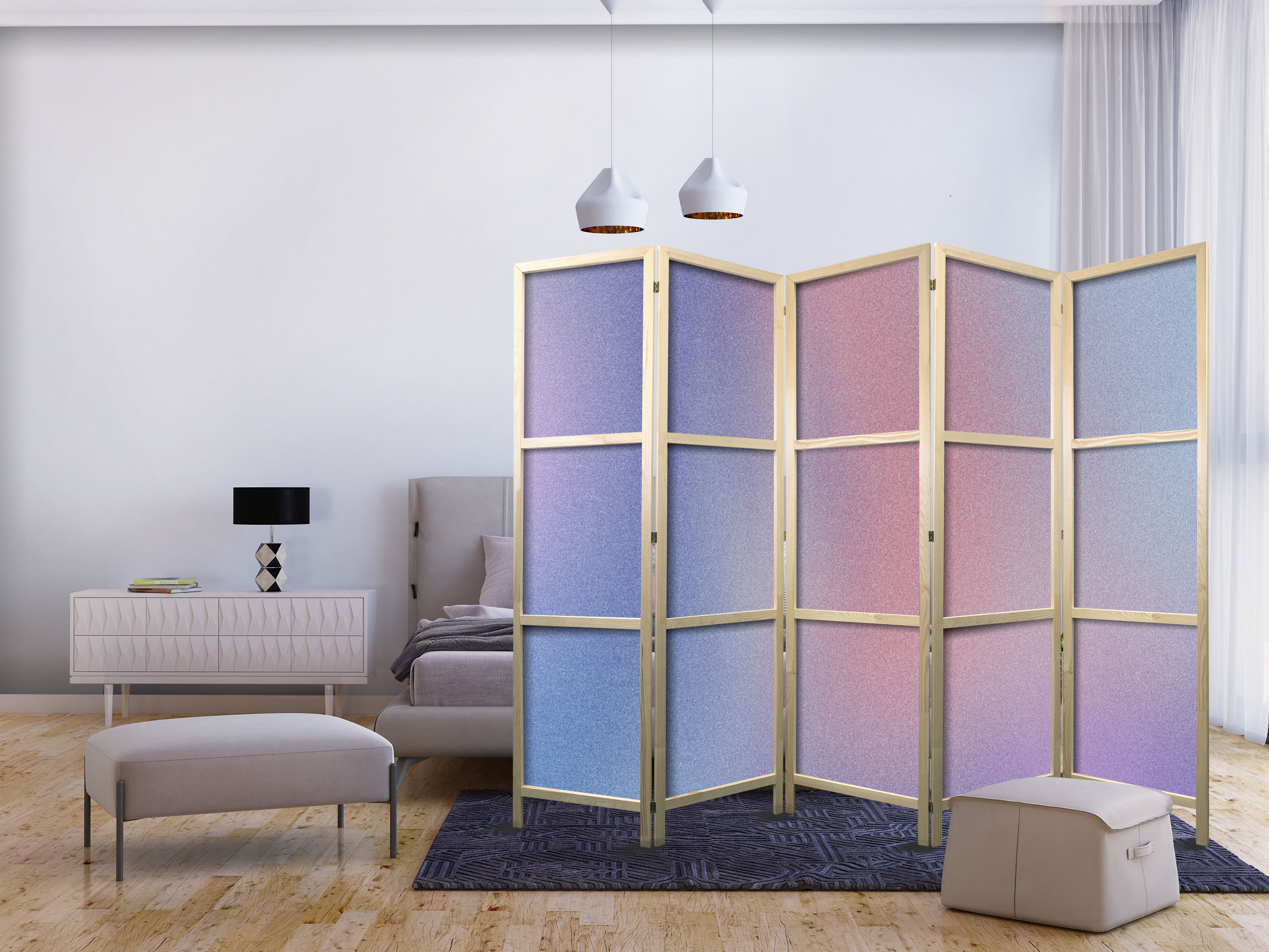 Japanischer Paravent - Rainbow Gradient - Delicate Multicolored Gradient Resembling Mist.