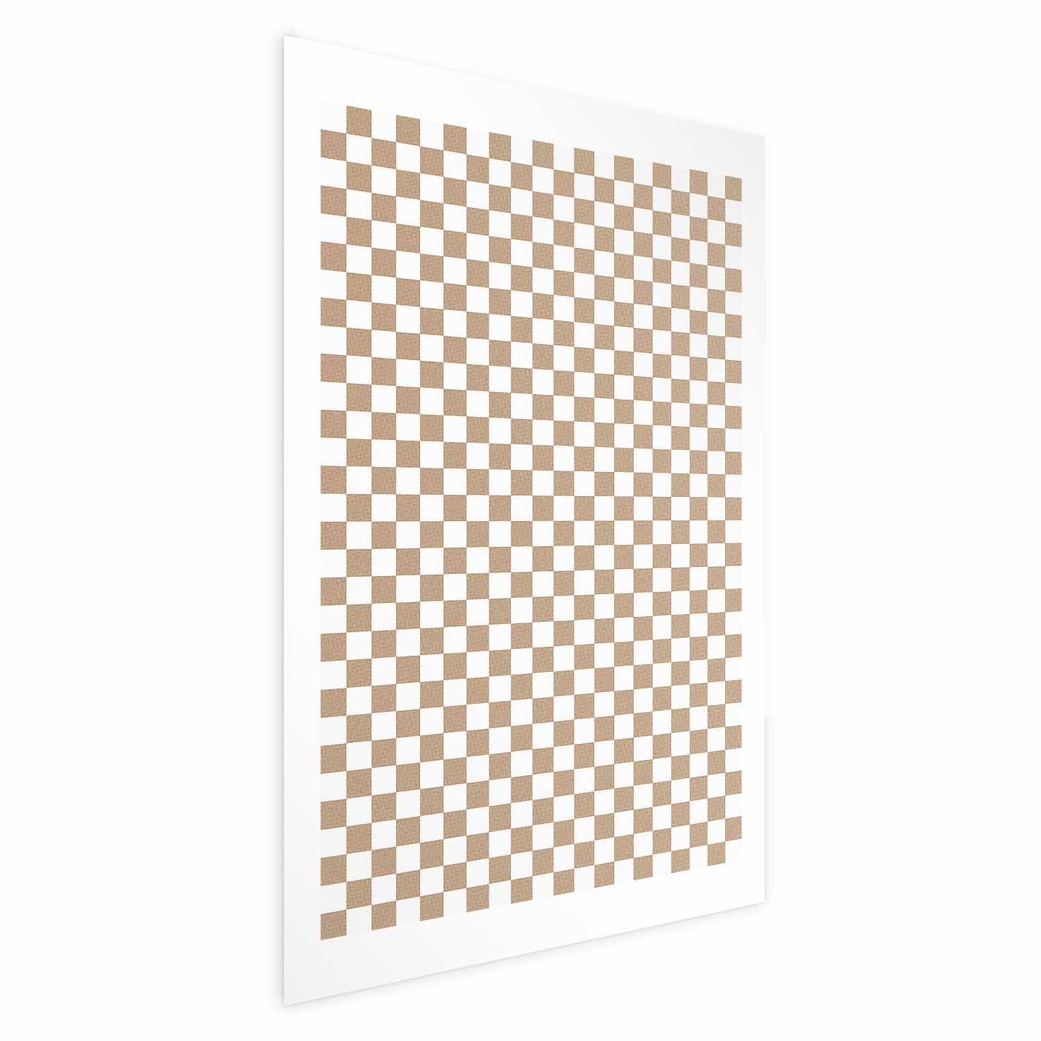 Poster - Geometry and Browns - a chessboard pattern in neutral shades