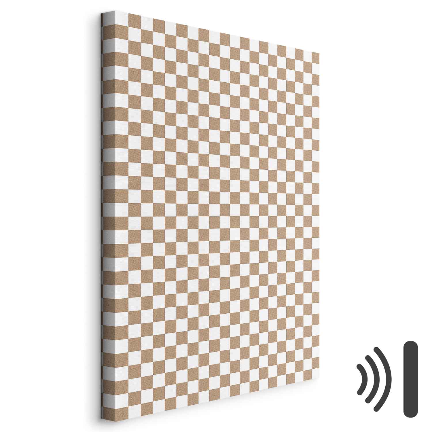Leinwandbild - Checkerboard Pattern - Brown-White Grid with a Subtle Noise