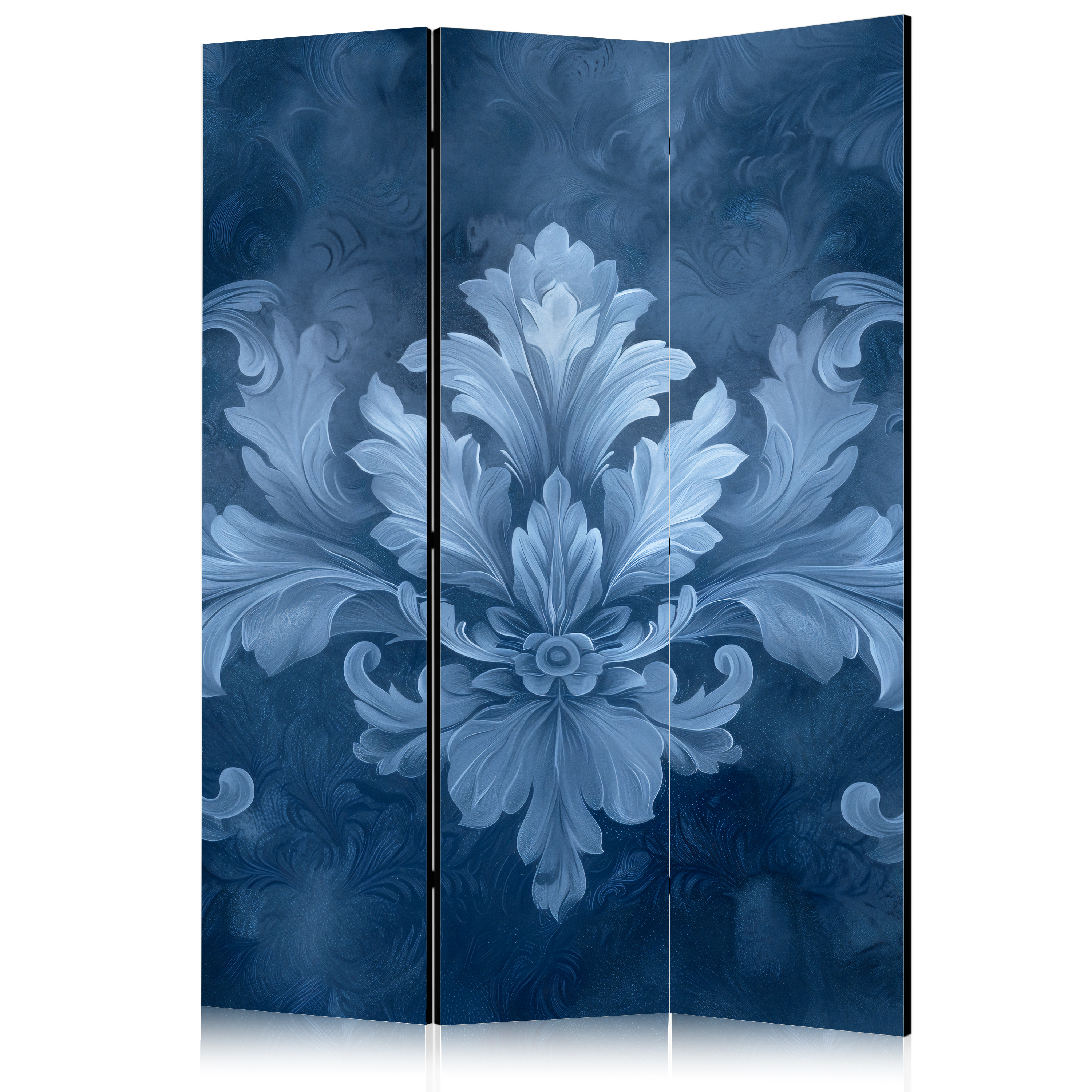 Paravent - Ornament in Blue and Cool Colors. Dark Blue Decoration