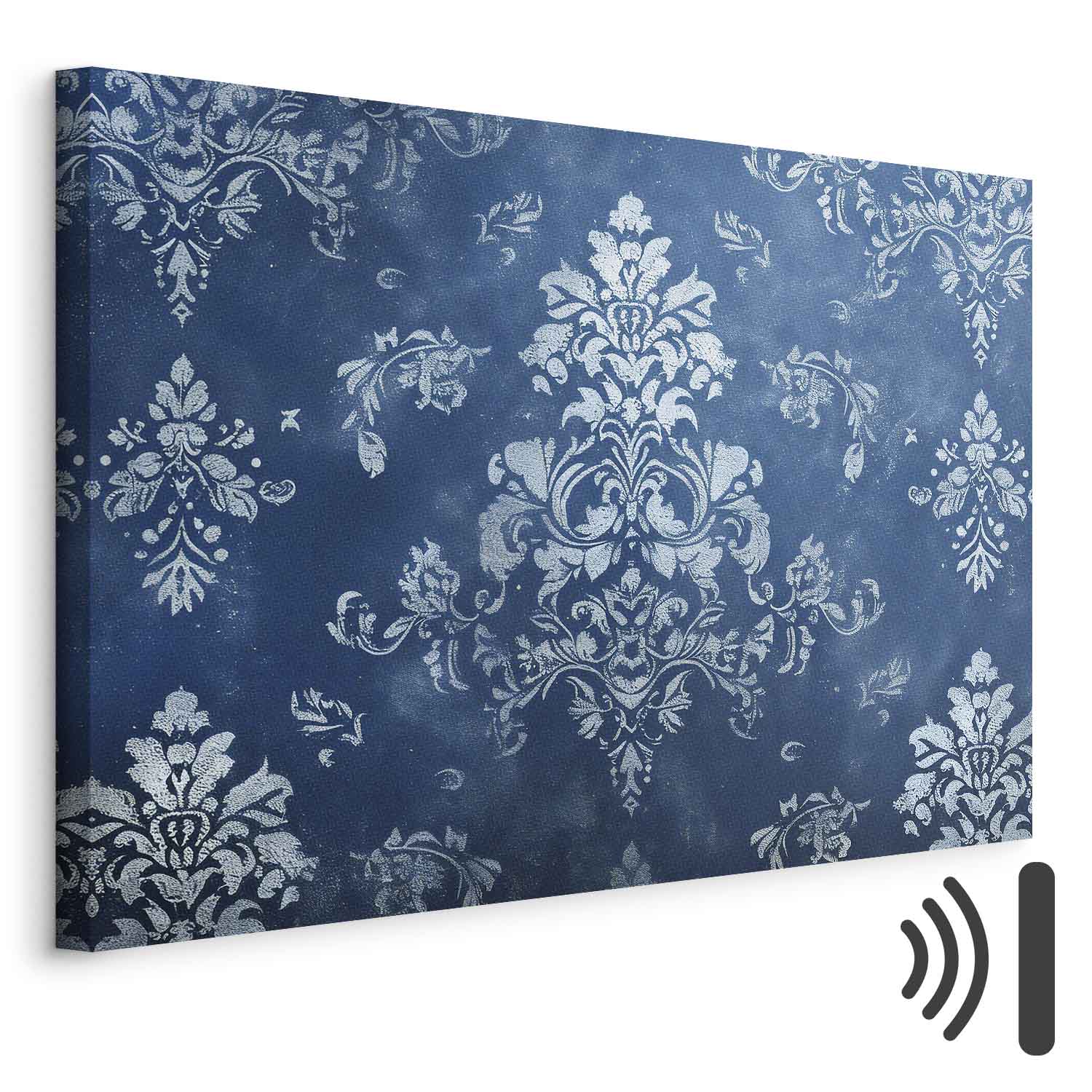Leinwandbild - Retro Ornament Decorative Motif in Worn Blues