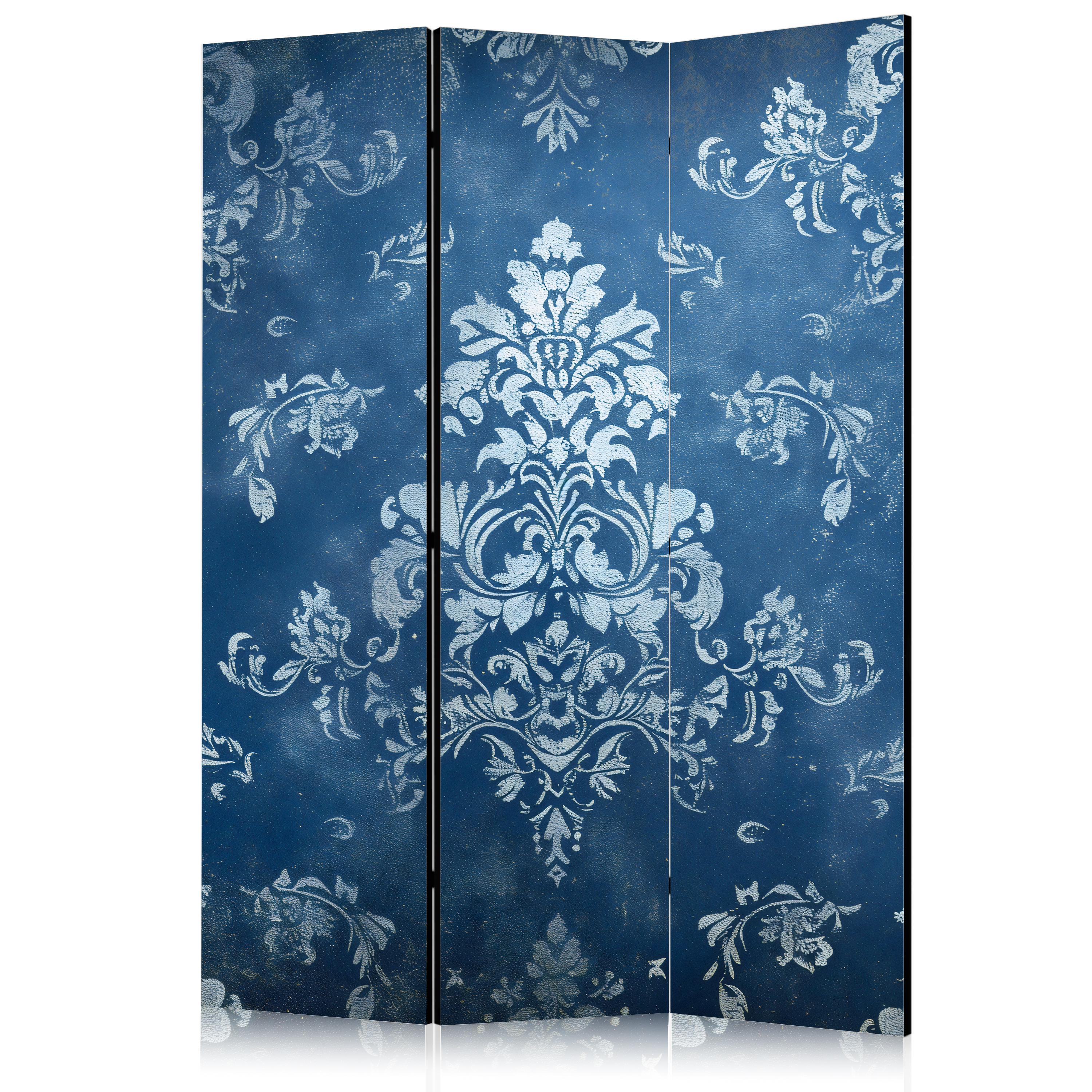 Paravent - Retro Ornament - Decorative Motif in Rubbed Blues