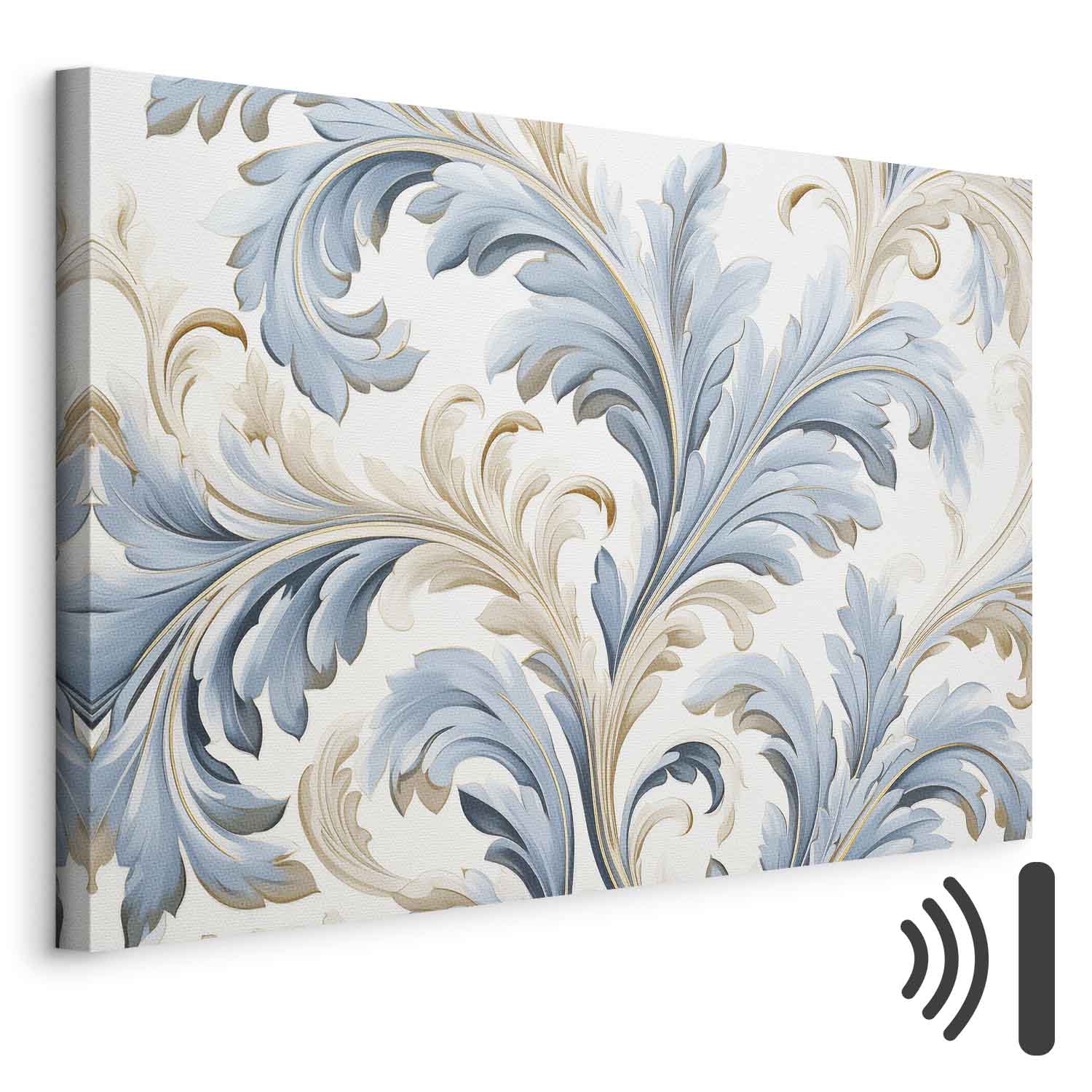 Leinwandbild - Baroque Ornaments in Light Cream-Blue Hues