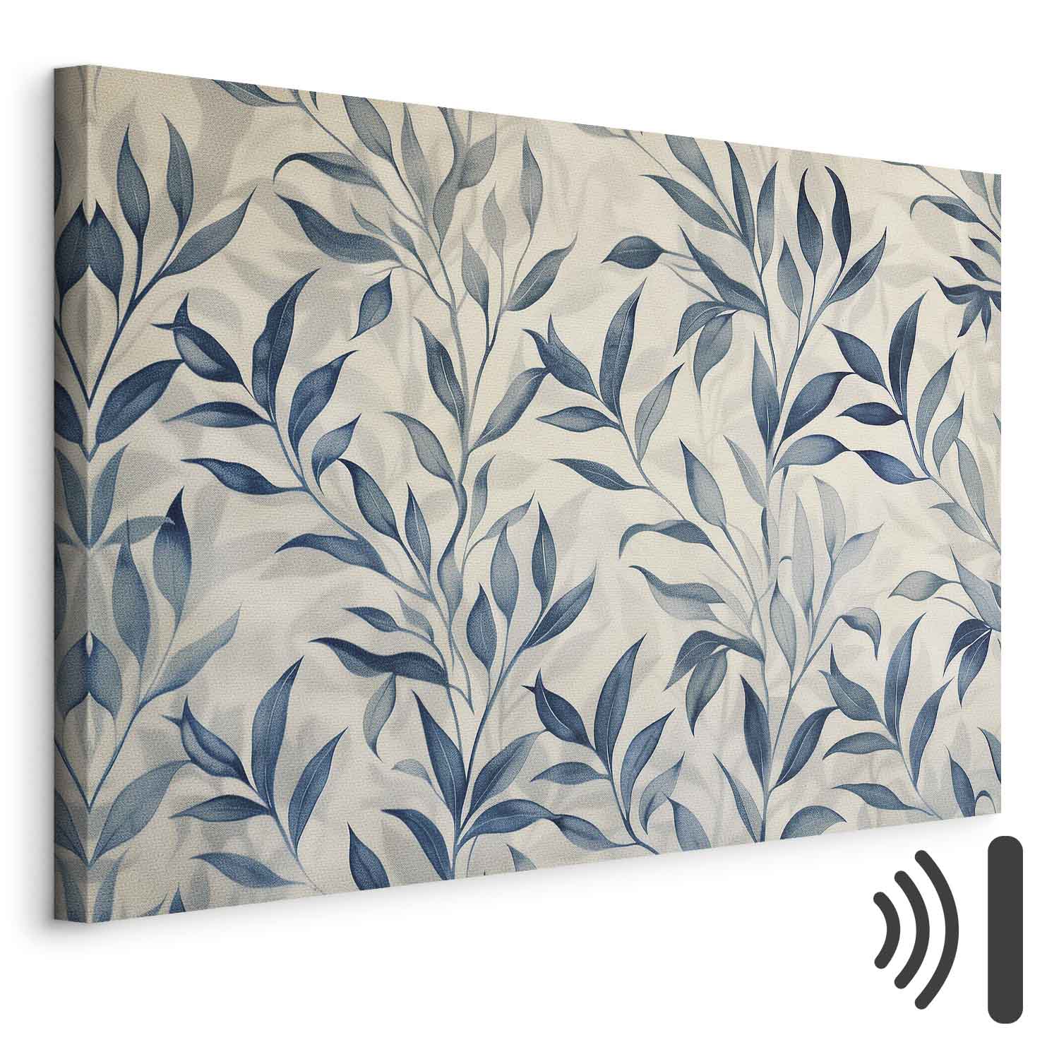 Leinwandbild - Leaves in Blue Color Delicate Botanical Motif
