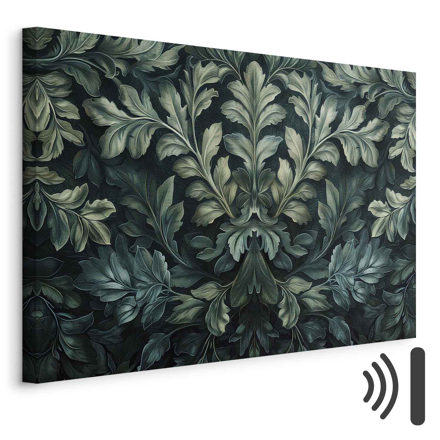 Leinwandbild - Dark Green Victorian Leaves: Botanical Carved Composition