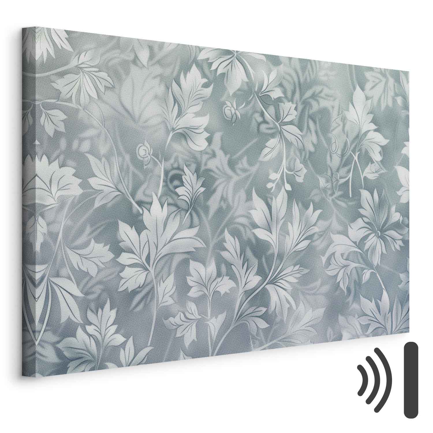 Leinwandbild - Ornaments in Worn Muted Turquoises: Delicate Plant Pattern