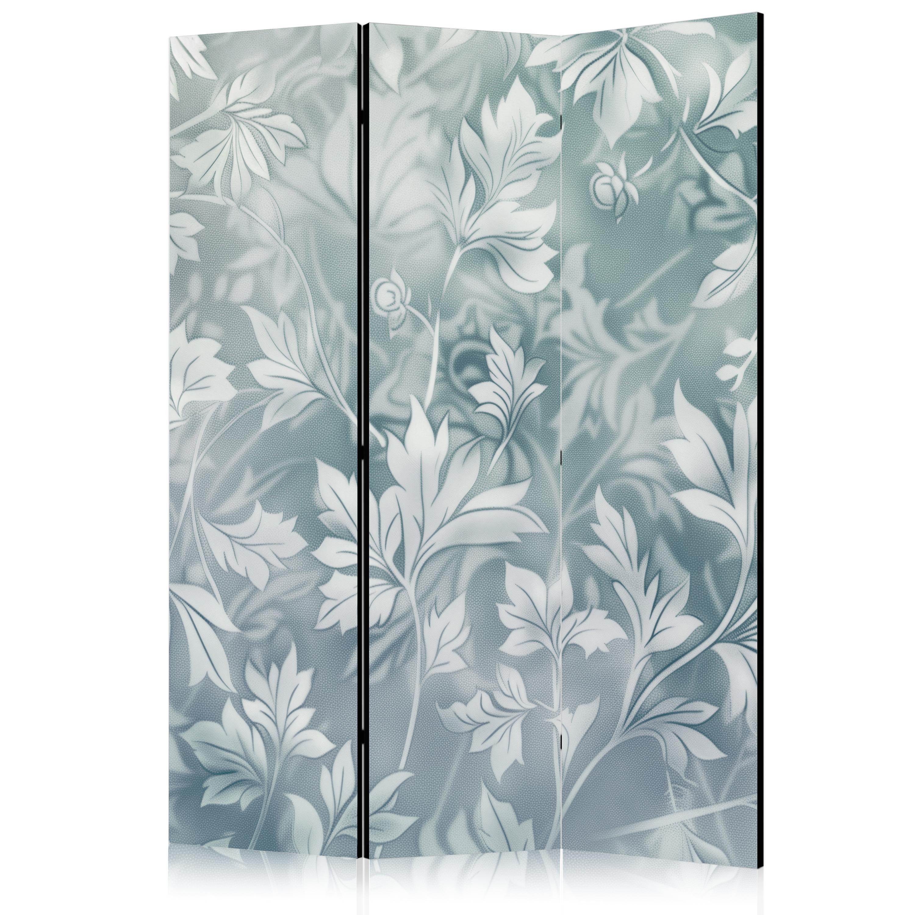 Paravent - Ornaments in Rubbed Faded Turquoise - Delicate Floral Pattern