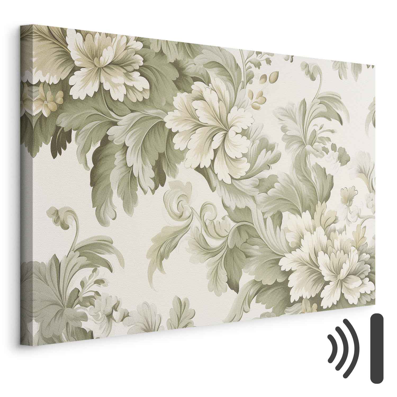 Leinwandbild - Retro Vintage Flowers in Delicate Cream and Green Colors