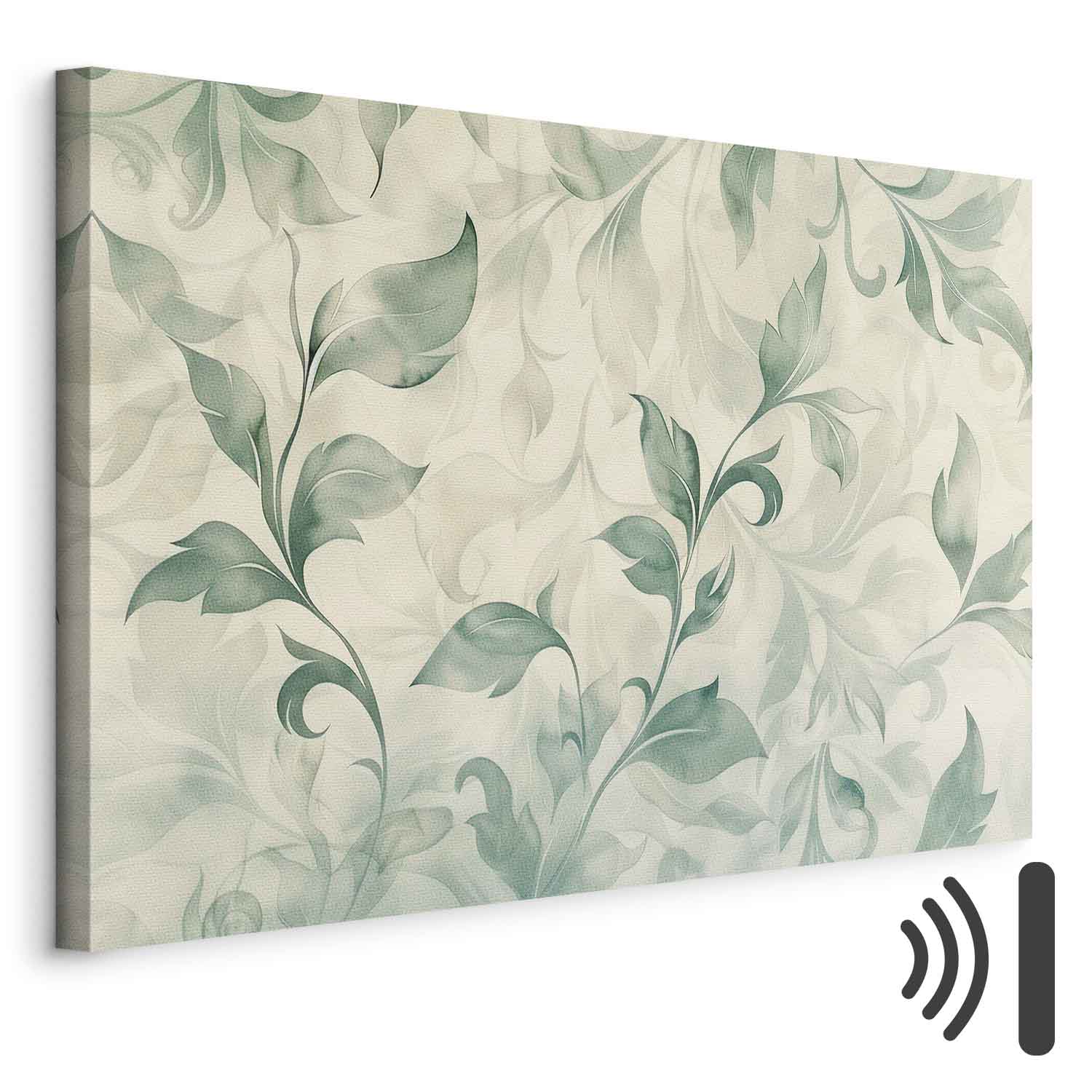 Leinwandbild - Watercolor Botanical Motif Delicate Green-Beige Leaves