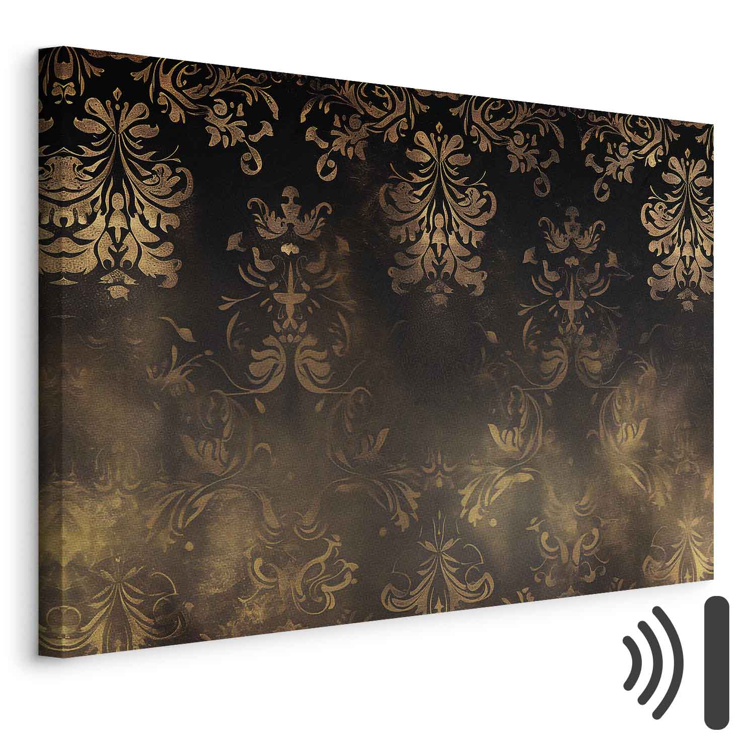 Leinwandbild - Baroque Ornaments in Patinated Gold and Browns: Retro Motif