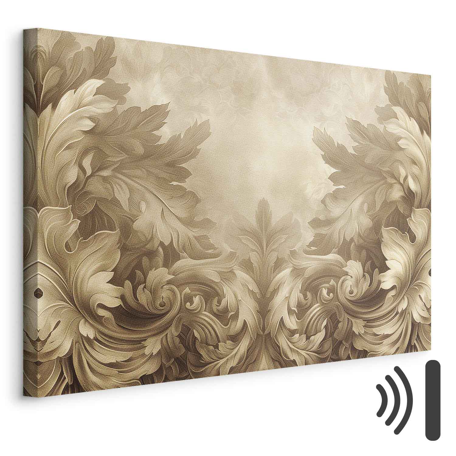 Leinwandbild - Carved Baroque Ornaments Rich Composition in Sepia Colors