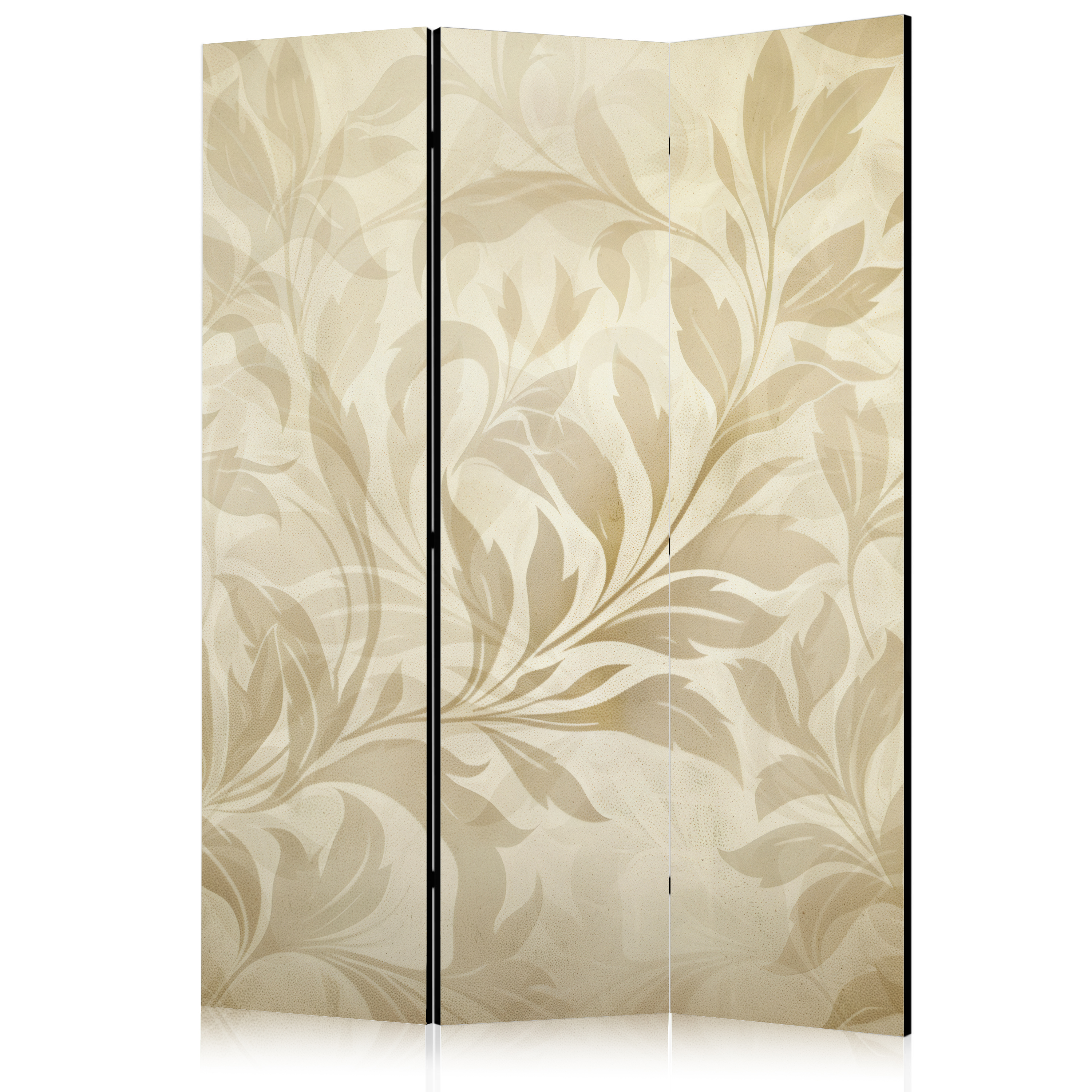 Paravent - Botanical Motif with Leaves and Vines in Sandy Colors.