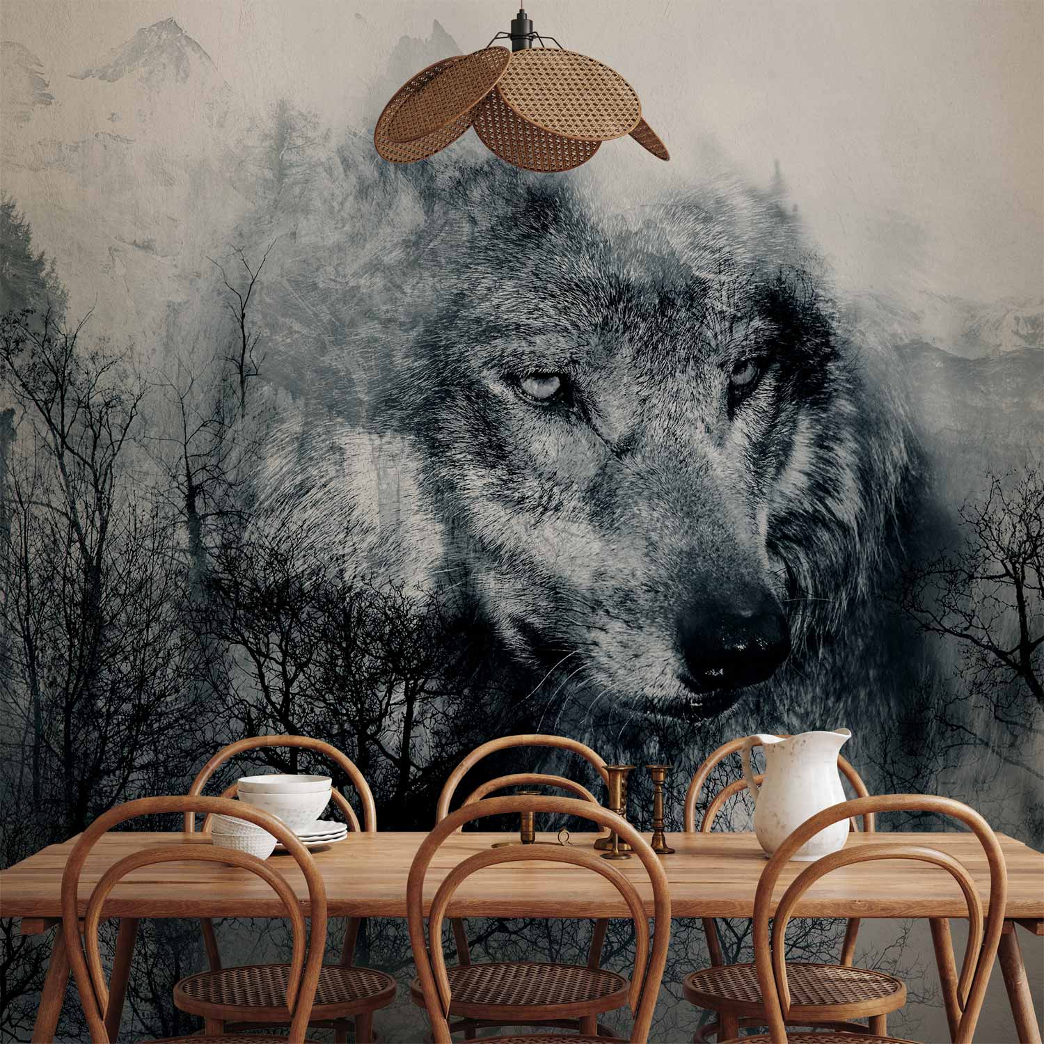 Fototapete - Mountain Predator (Black and White)