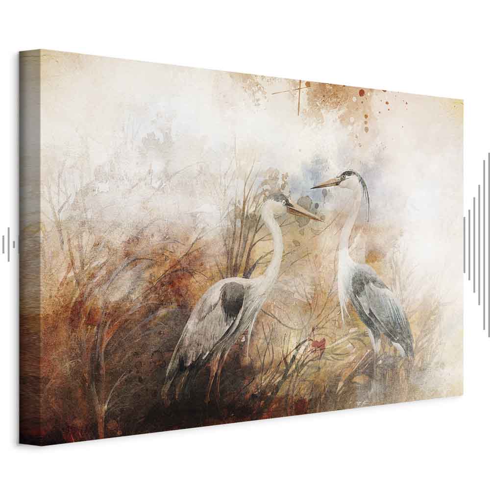Leinwandbild - Herons on the Hunt (1 Part) Wide